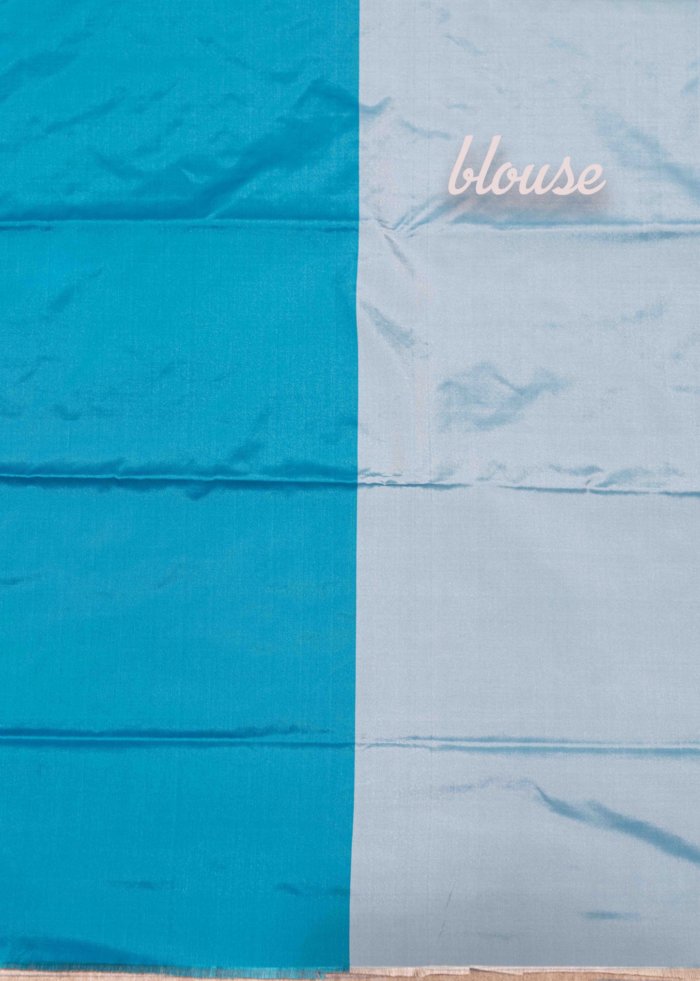Ice Blue & Rama Blue Colour Half And Half Semi Silk Saree With Blouse