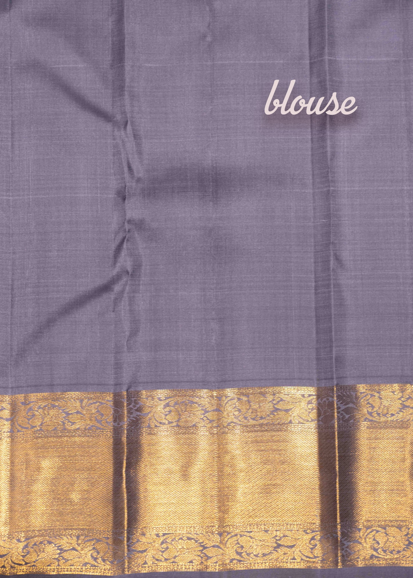 Bluish Grey Colour Kanjivaram Pure Silk Saree With Gold Zari Border