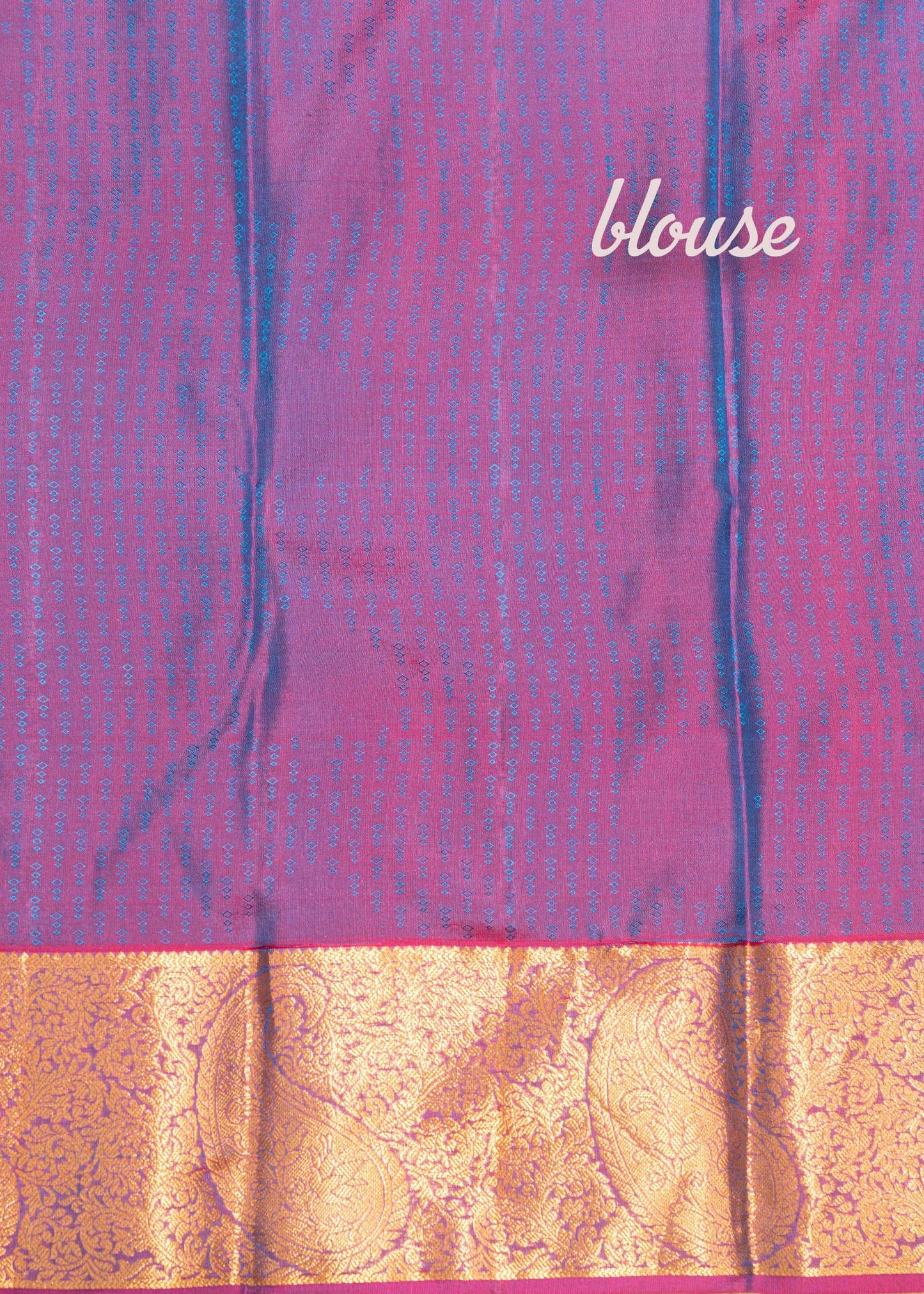 Peacock Blue Pure Kanjivaram Silk Saree With Violet Border