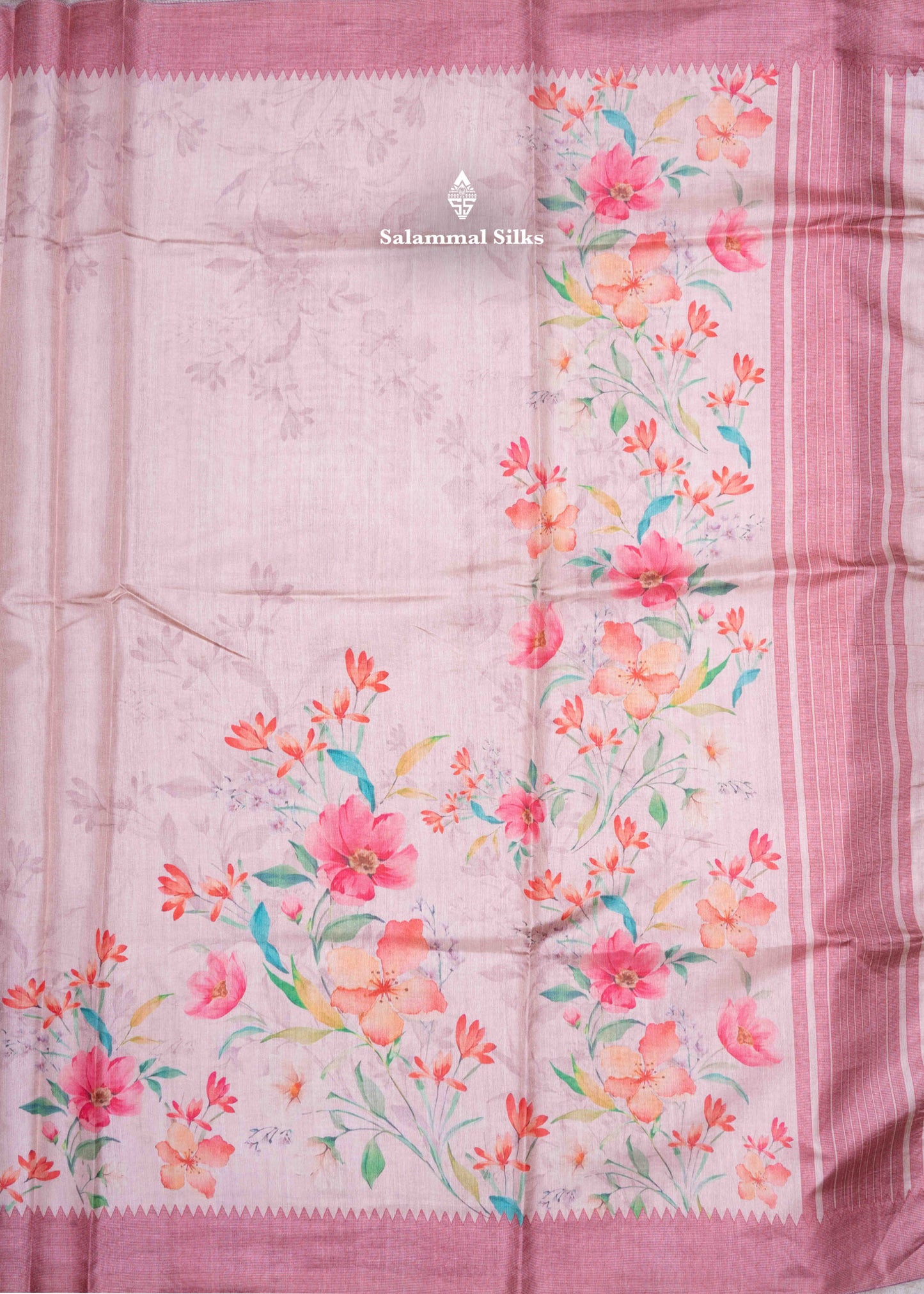 Sandal Color Fancy Saree With Floral Print Blouse