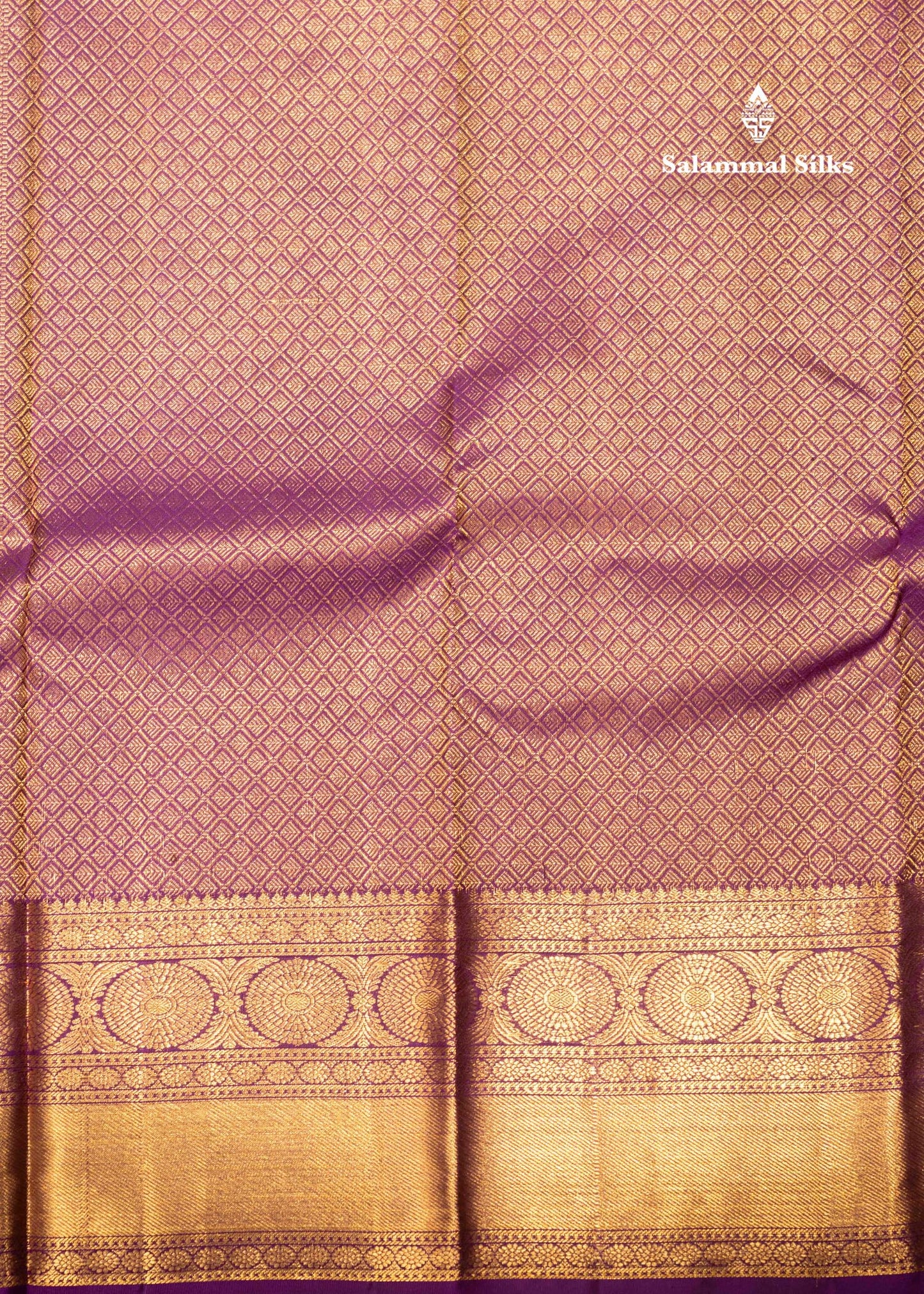 Rama Blue Colour Pure Kanjivaram Silk Saree With Violet Border