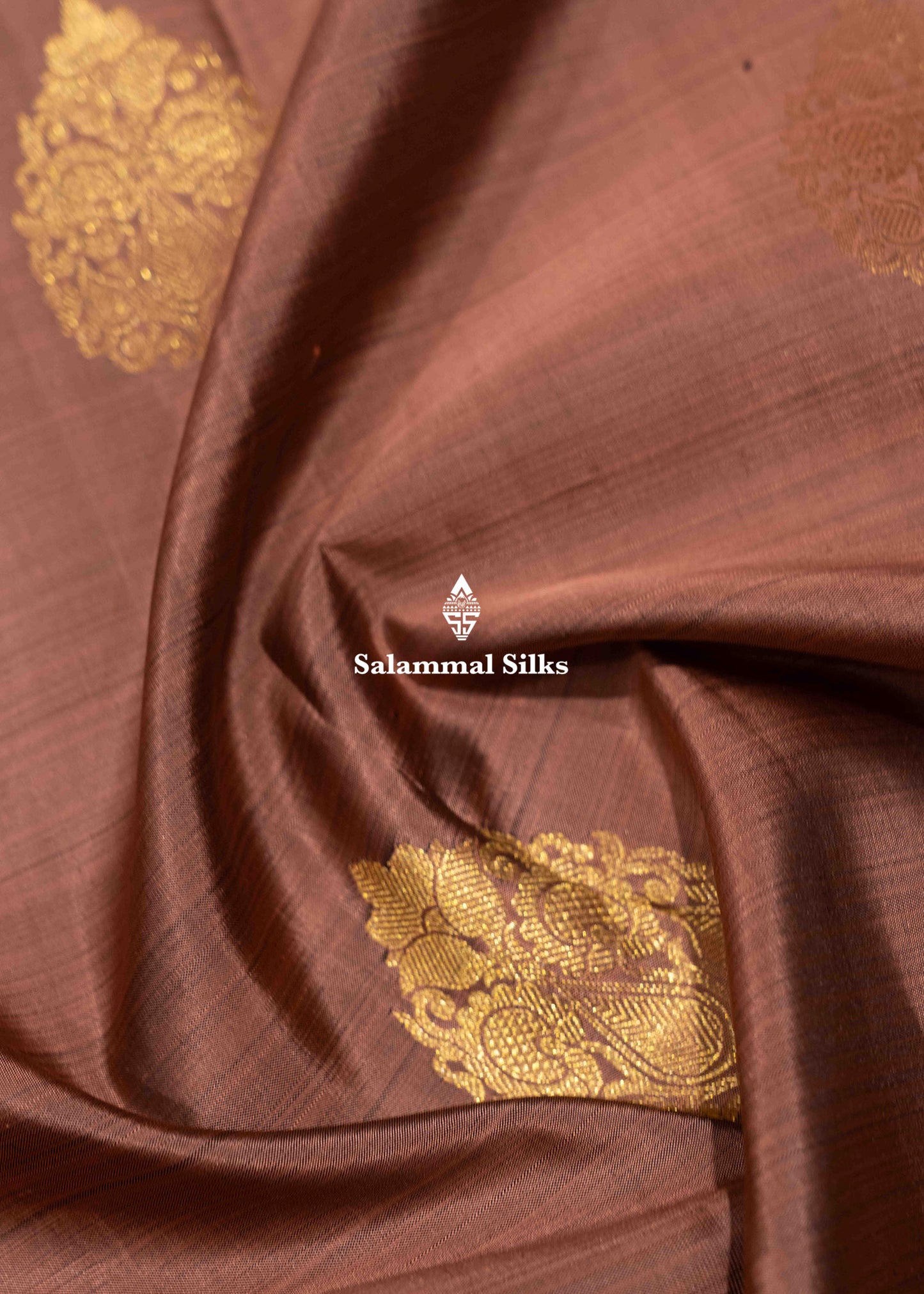 Olive Brown Colour Kanjivaram Pure Silk Saree With Royal Blue Traditional Border