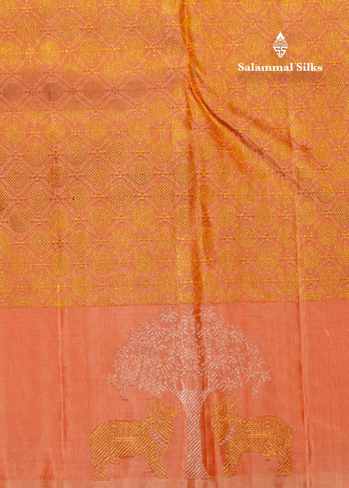 Peach Colour Kanjivaram Pure Silk Saree WithOut Border