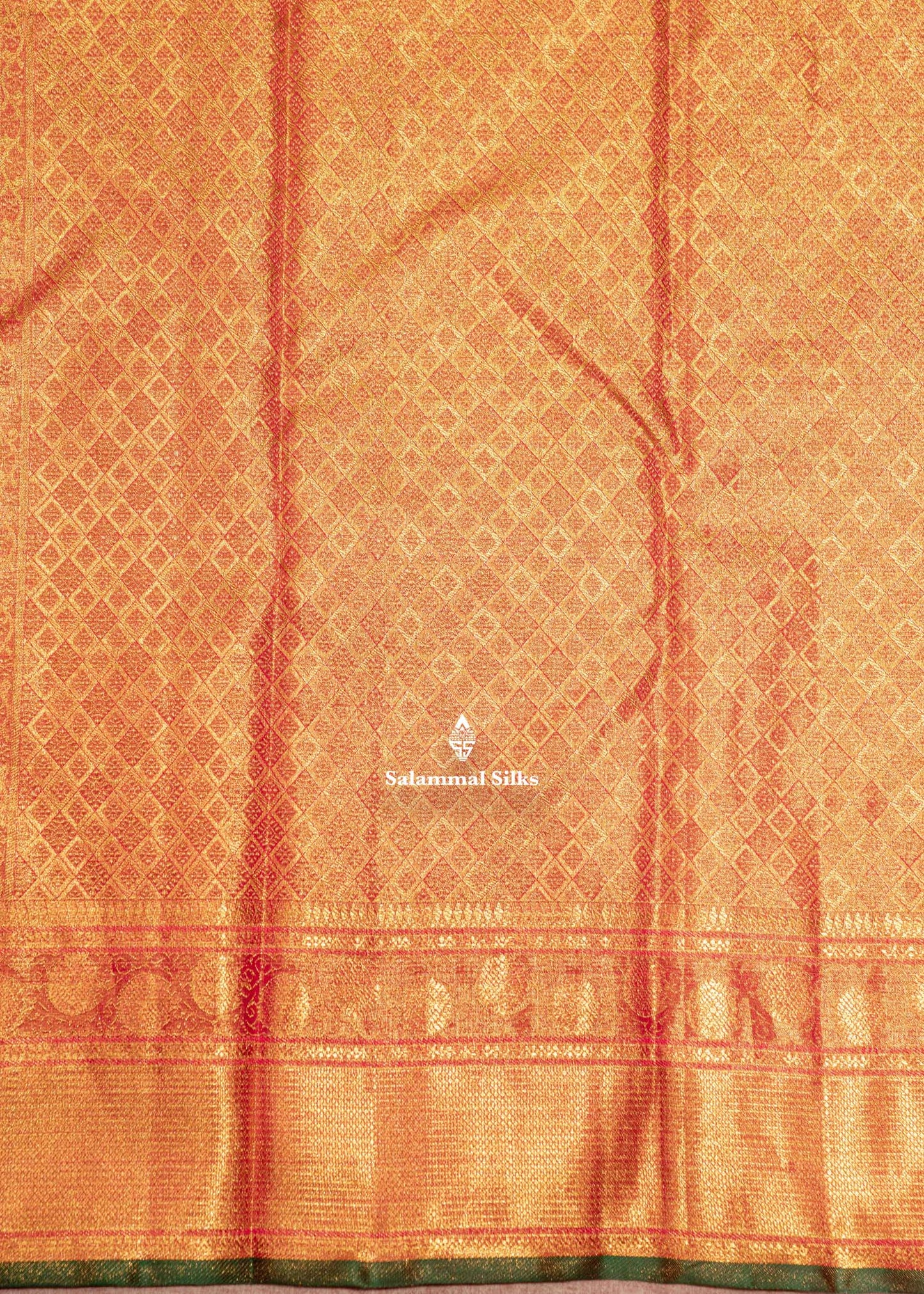 Kanjivaram Tomato Red Colour 2G Zari Pure Silk Saree With Gold Zari Border