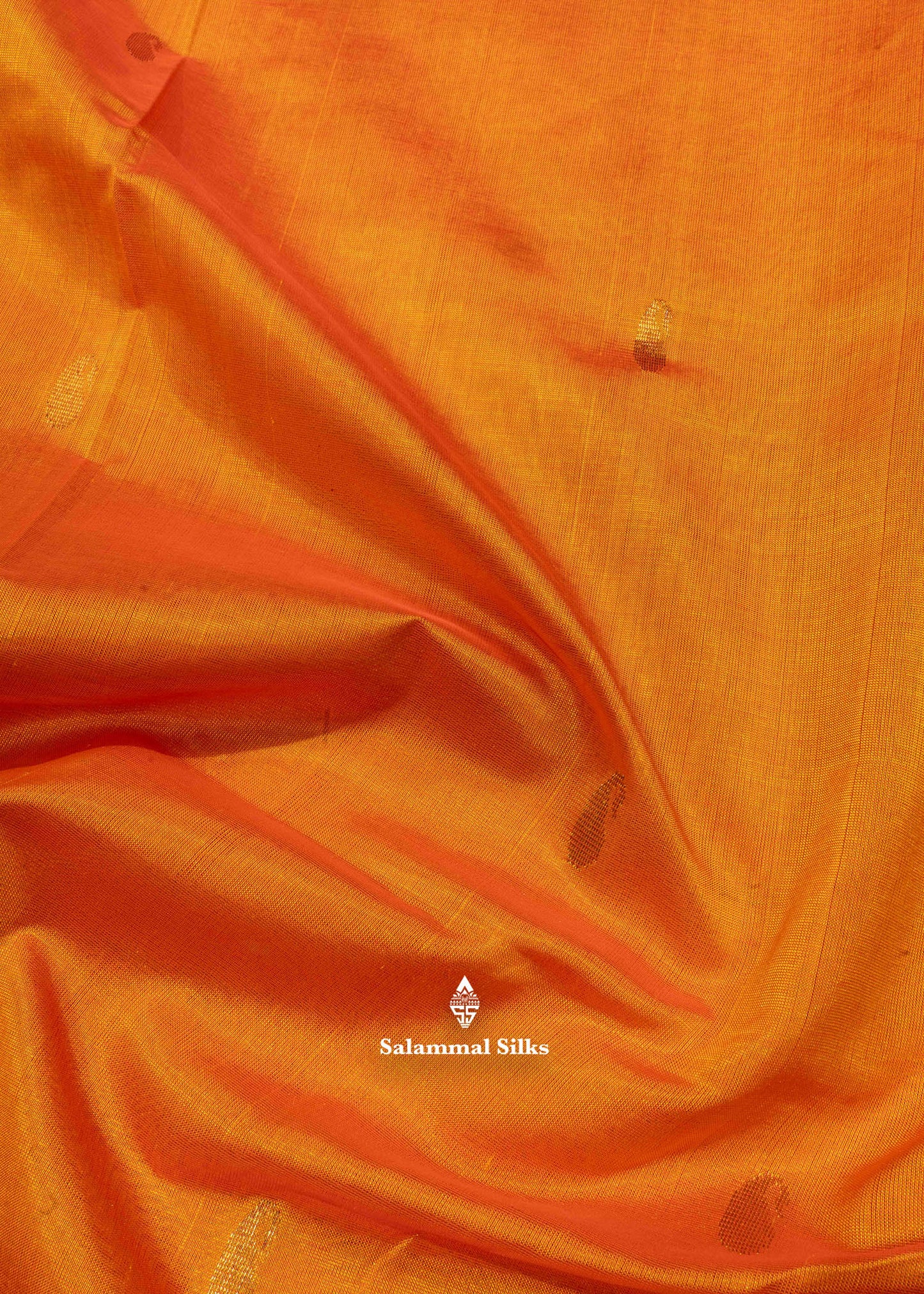 Orange Pure Silk Cotton Saree With Dark Maroon Blouse
