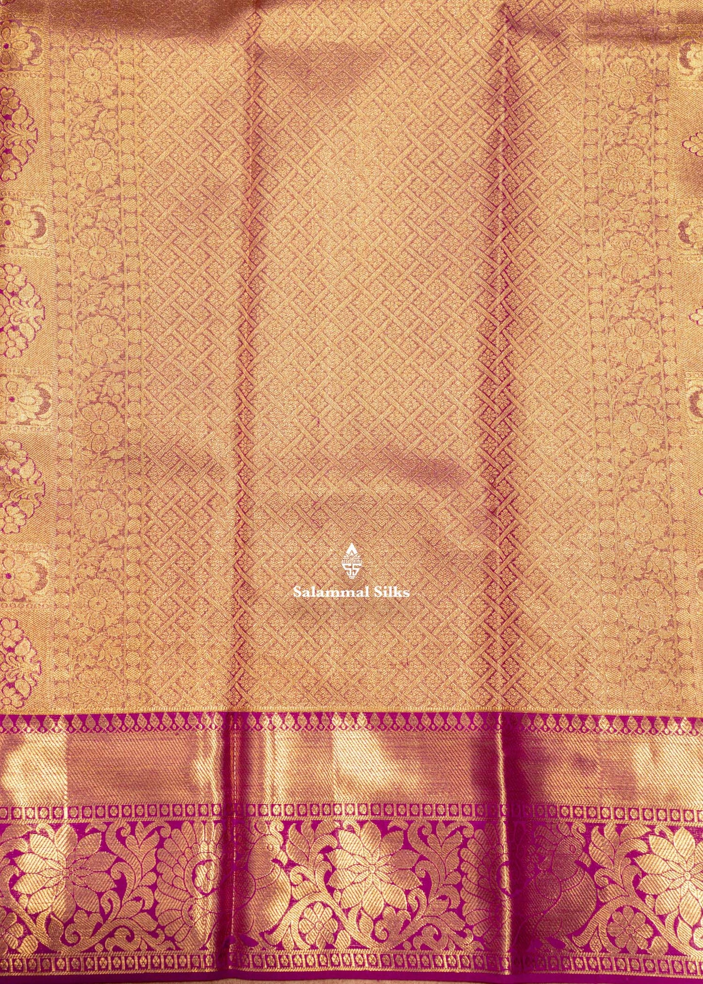 Gold Colour Kanjivaram Pure Tissue Silk Saree with Vadamalli Border