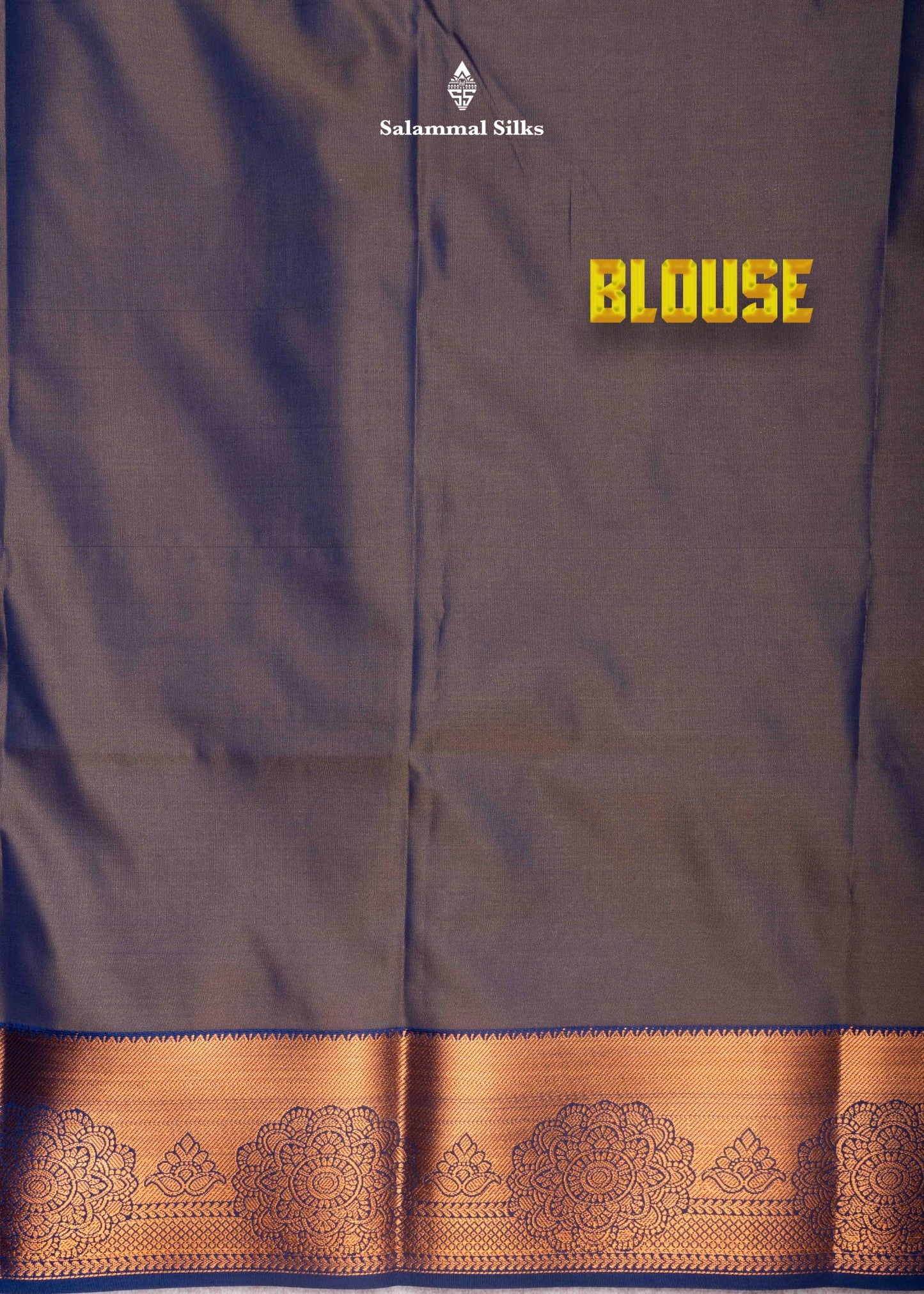 Pinkish Orange Semi Silk Saree With Olive Blue Blouse