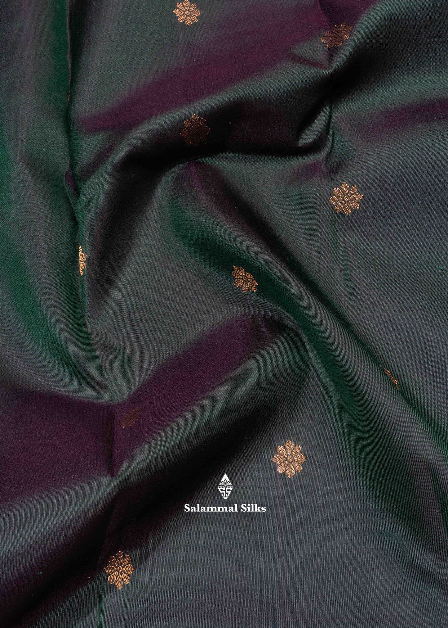 Kanjivaram Bottle Green Pure Silk Saree With Traditional Gold Zari Border