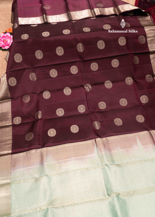 Purple Colour Kanjivaram Pure Silk Saree With Silver Zari Small Traditional Border