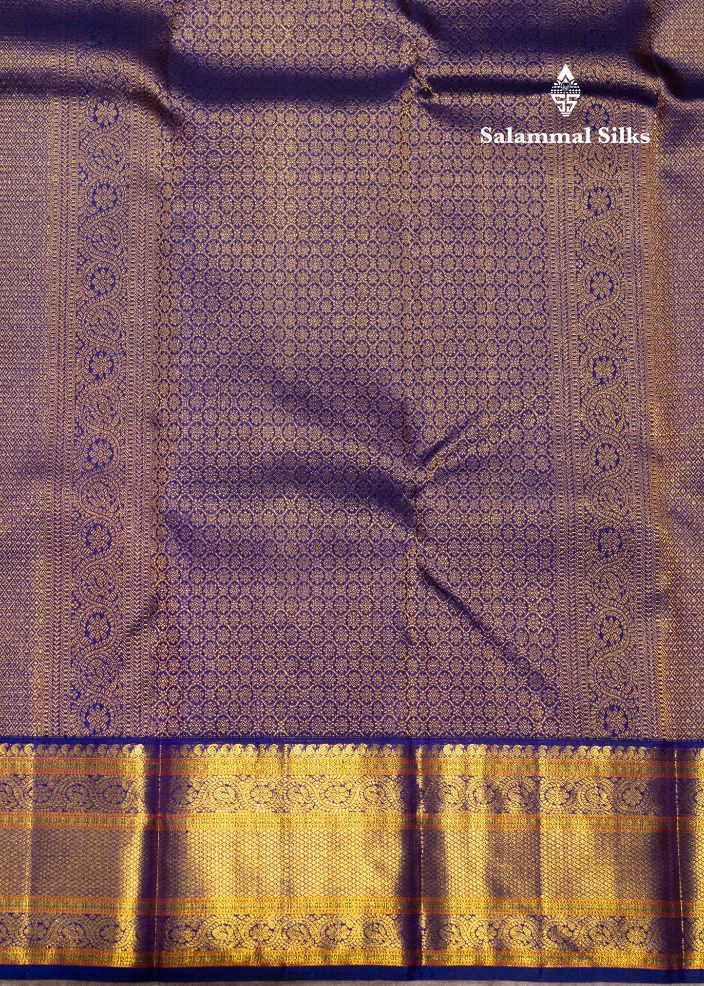 Korvai Dual tone peach body Pure Kanjivaram Silk Saree With violet Border