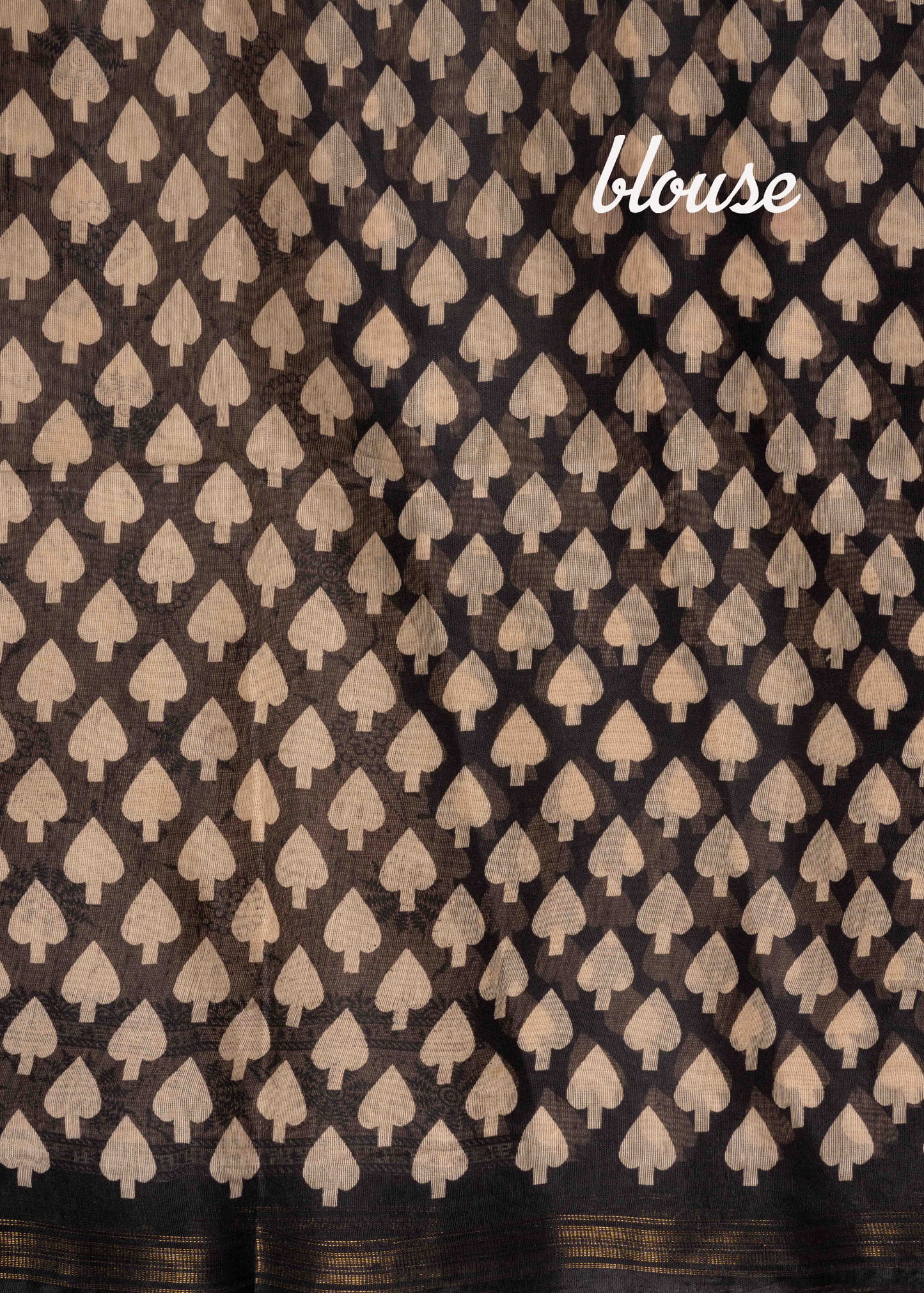Sandal Colour Floral Print Linen Mix Saree With Black Blouse