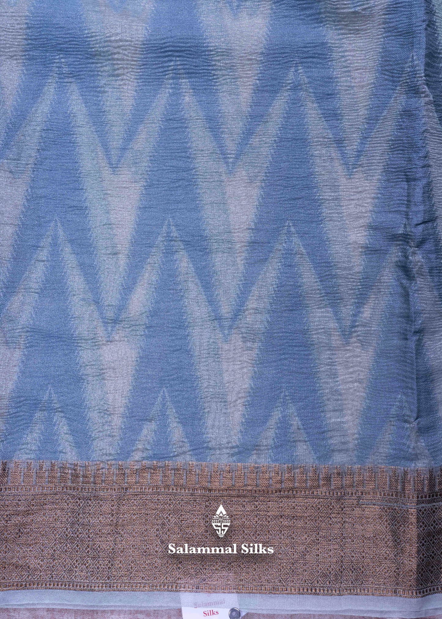 Rama Blue Color Premium Crush Fancy Saree with Grand Blouse