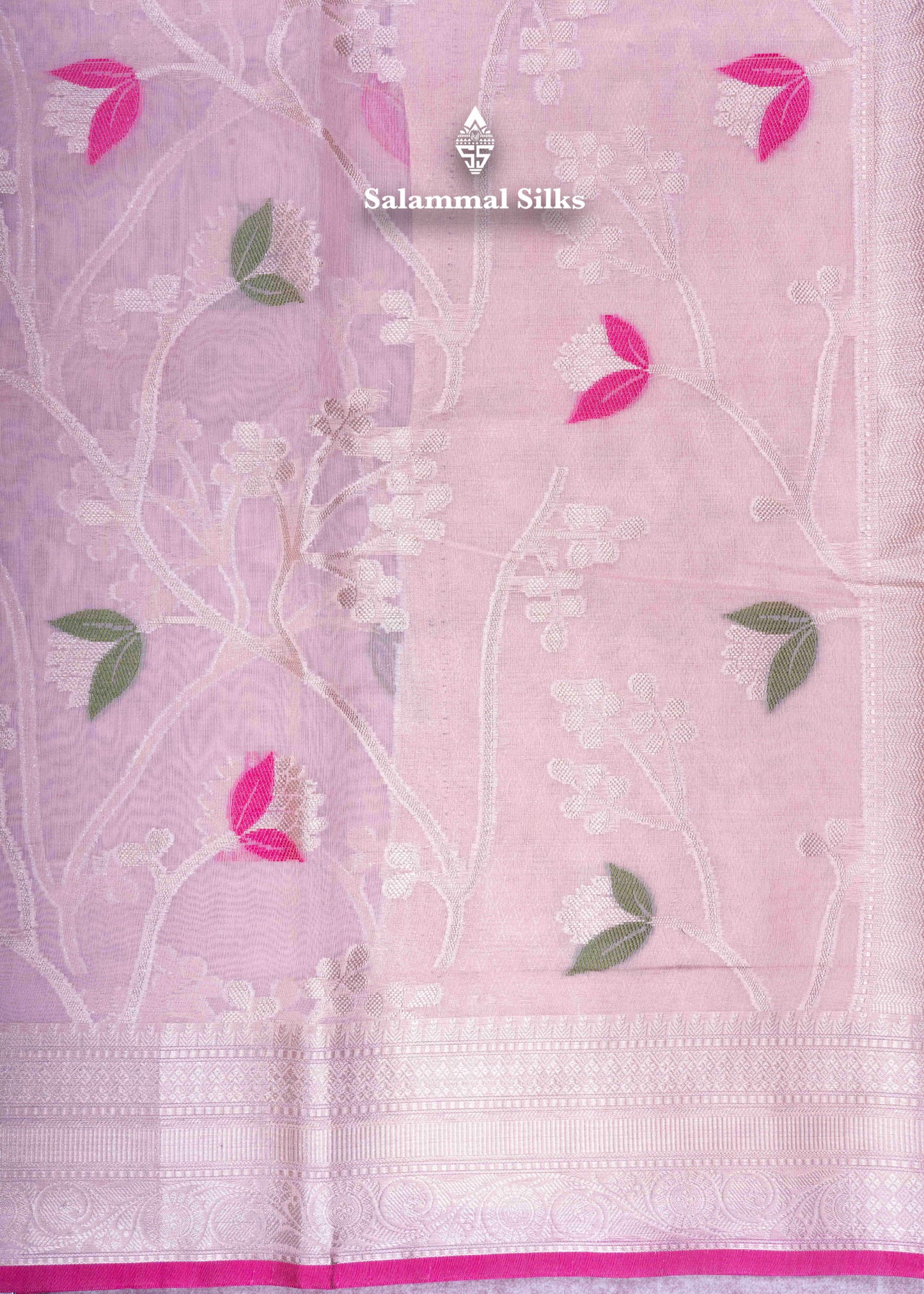 Light Peach Fancy Cotton Mix Saree With Grand Blouse