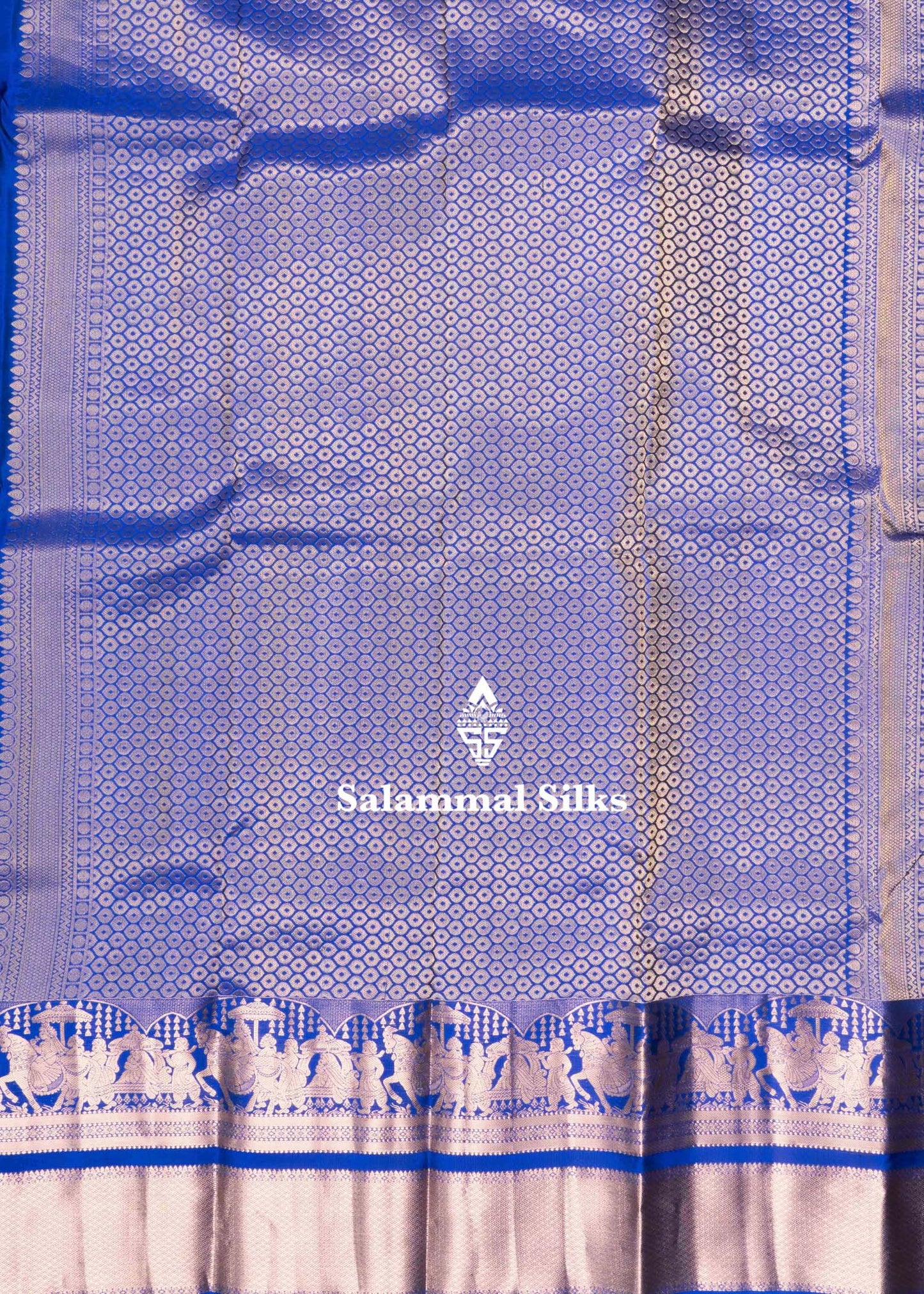 Ink Blue Pure Kanjivaram Silk Saree with Pallakku Border and with Blouse