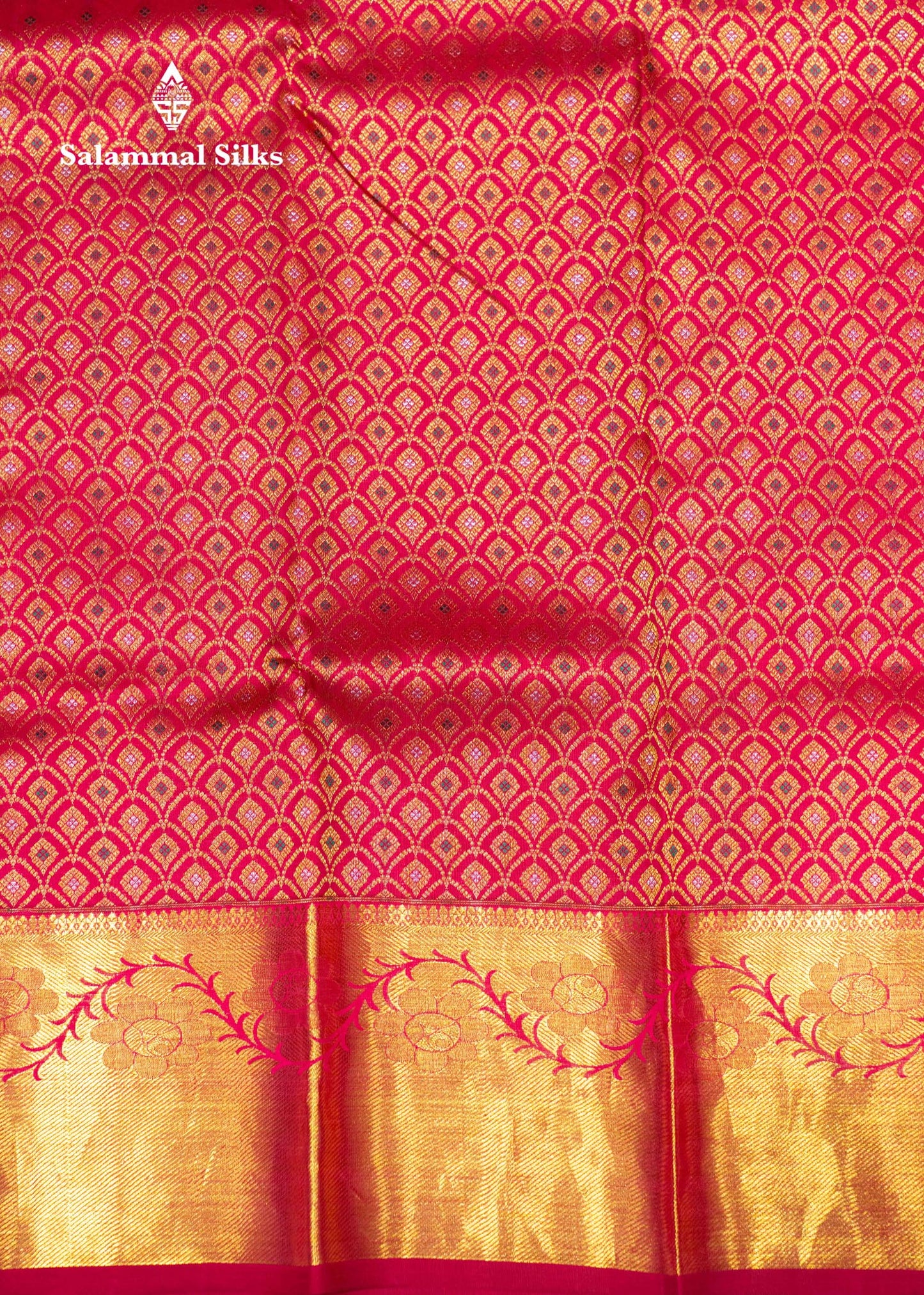 Magenta Pink Colour Pure Kanjivaram Meena Work Silk Saree With Gold Zari Border