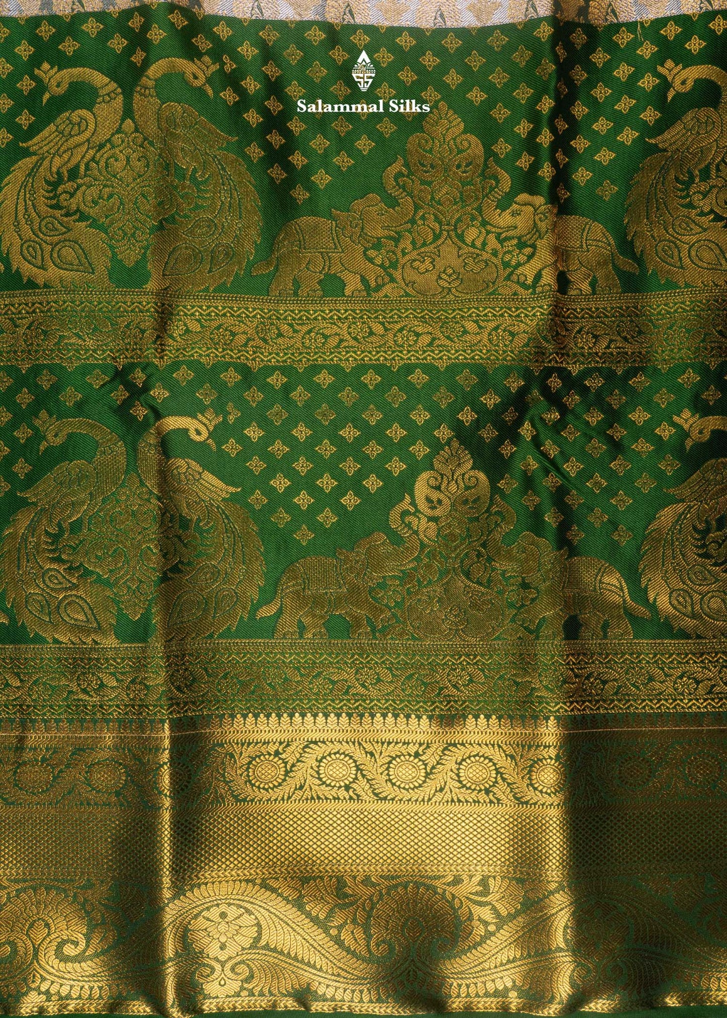 Cream Colour Tissue Semi Silk Saree With Bottle Green Border