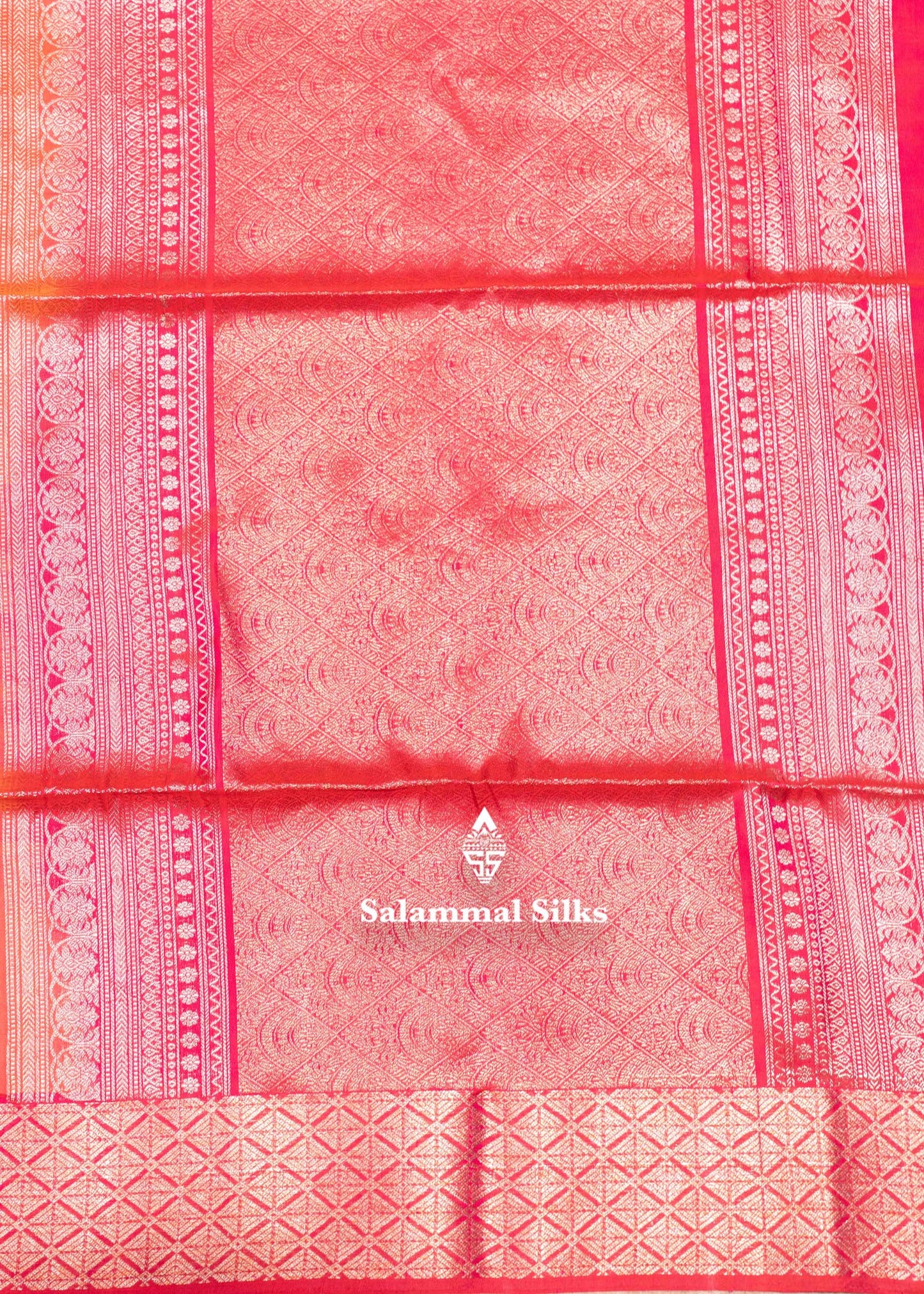 Pinkish Orange Colour Pure Kanjivaram Soft Silk Saree With Pink Border