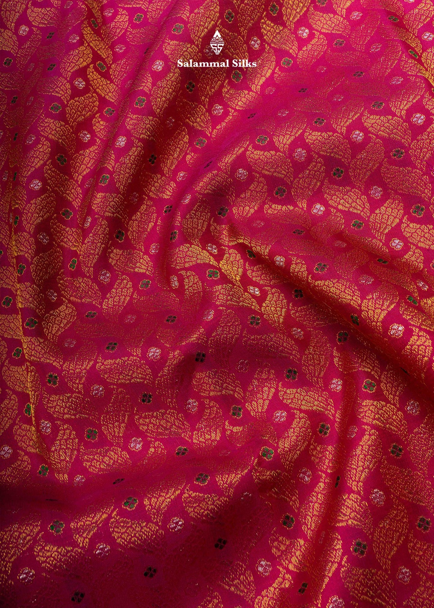 Pure Kanjivaram Magenta Pink Colour Meena Work Silk Saree With Gold Zari Border