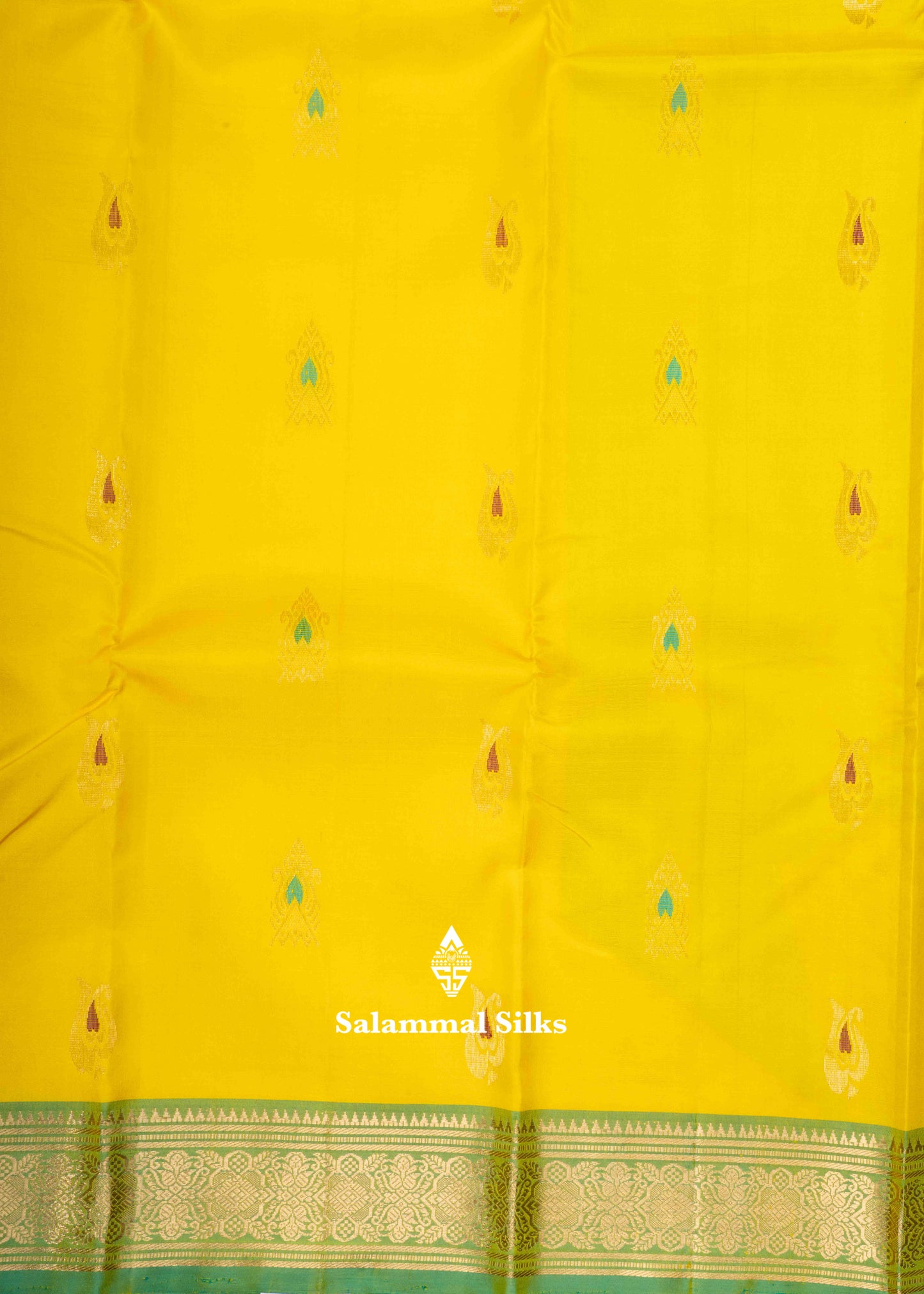 Kanjivaram Yellow Pure Silk Saree With Parrot Green Blouse