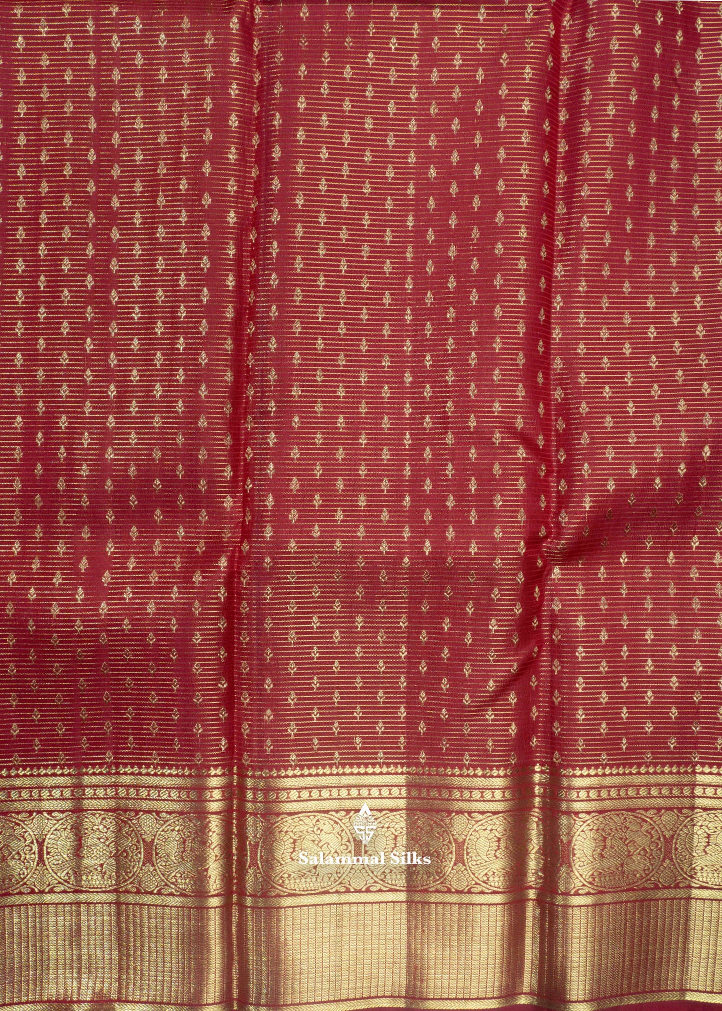 Kanjivaram Maroon Vaira oosi Pure Silk Saree With Traditional Gold Zari Border