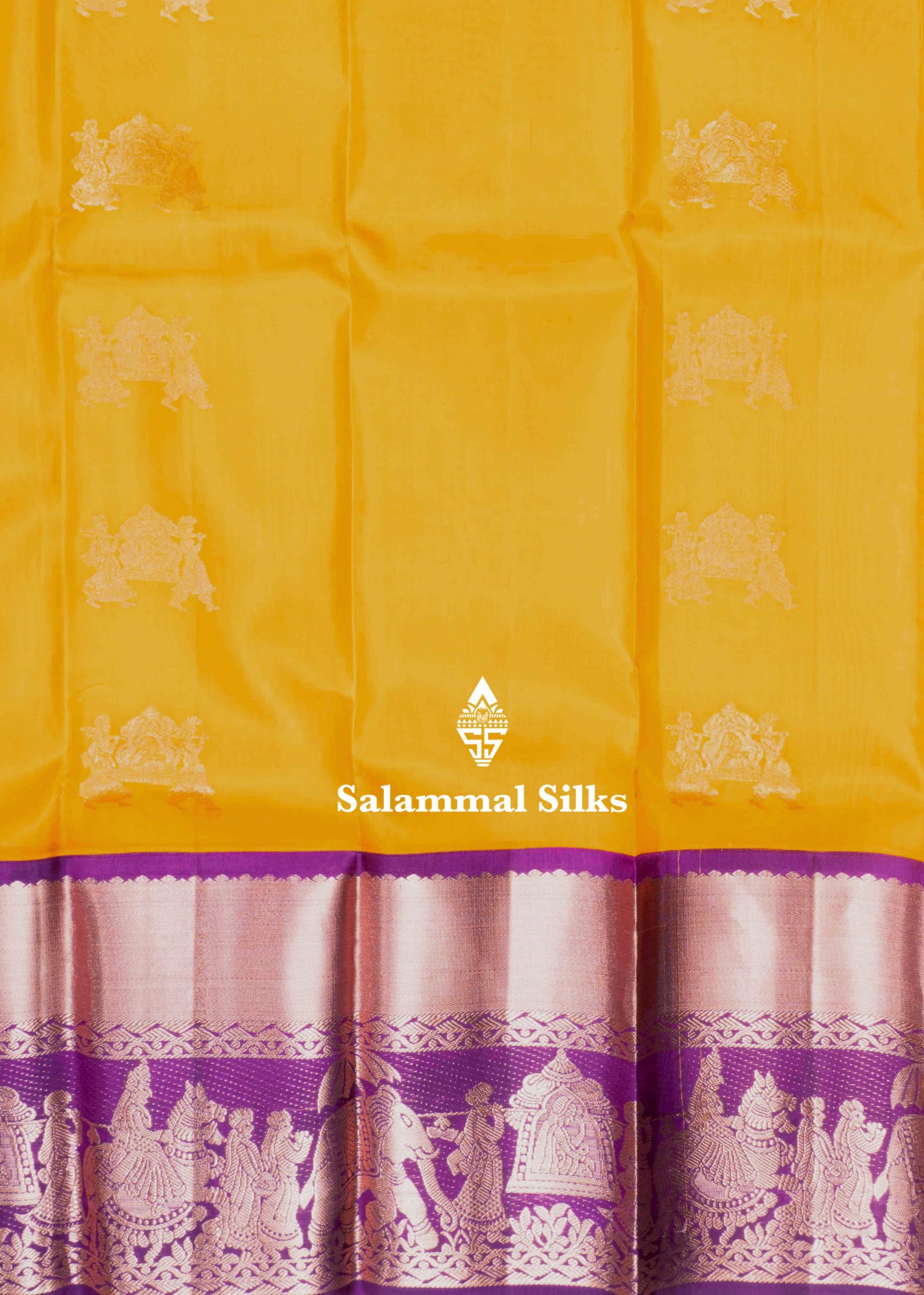 Yellow Color Kanjivaram Pure Silk Saree with Pallakku Fancy Border and Maroon Blouse