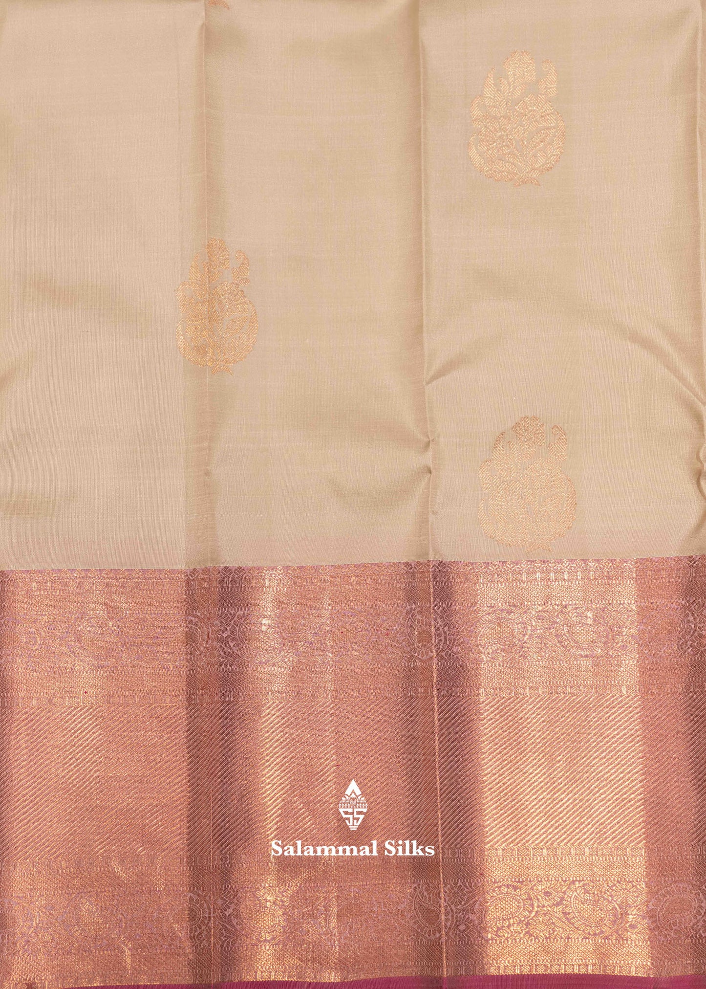 Half White Colour Kanjivaram Pure Silk Saree With Light Pink Long Size Border