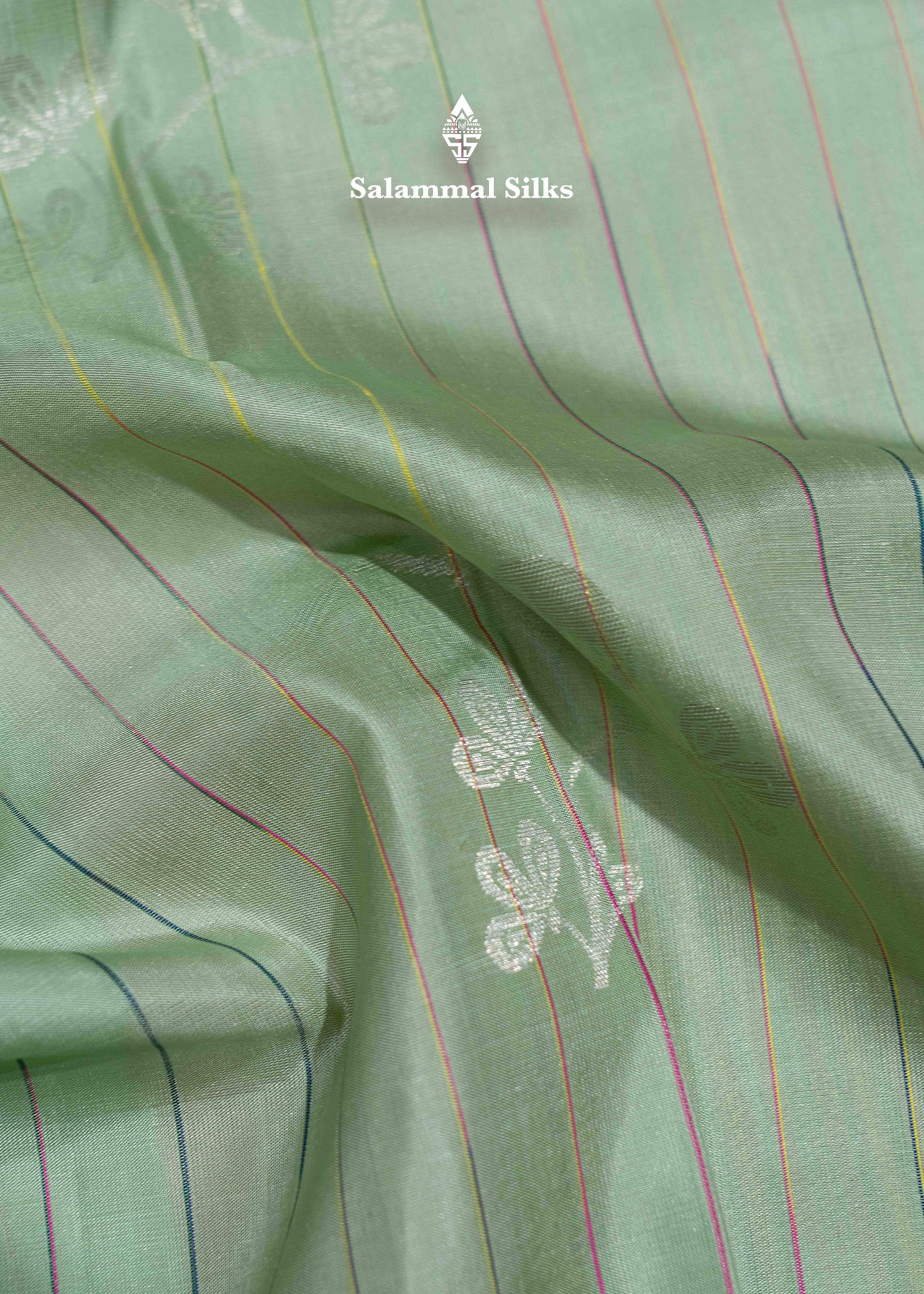 Cream Green Kanjivaram Fancy Pure Silk Saree With Designer Baby Pink Blouse
