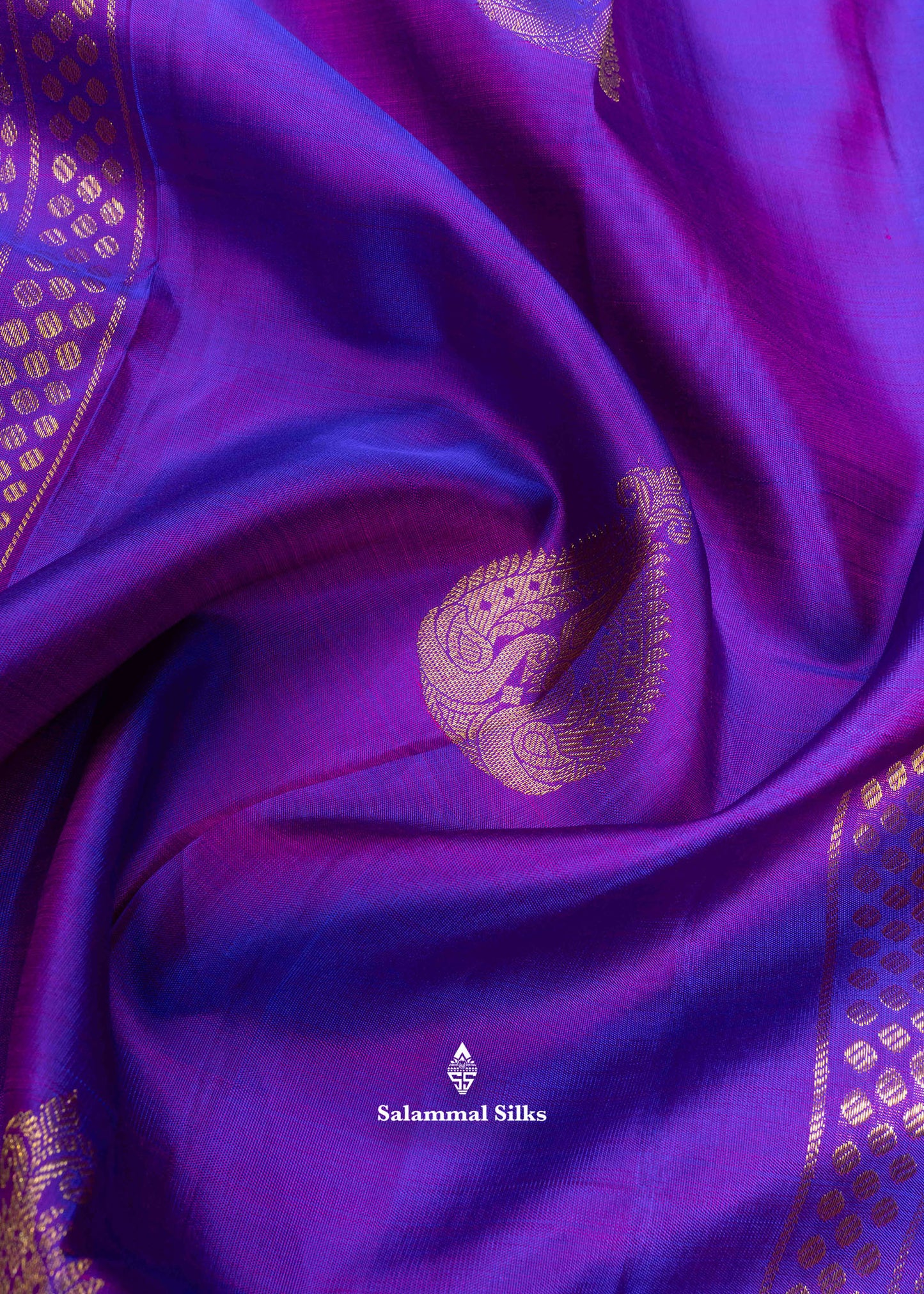 Kanjivaram Violet Pure Silk Saree With Pinkish Red Blouse