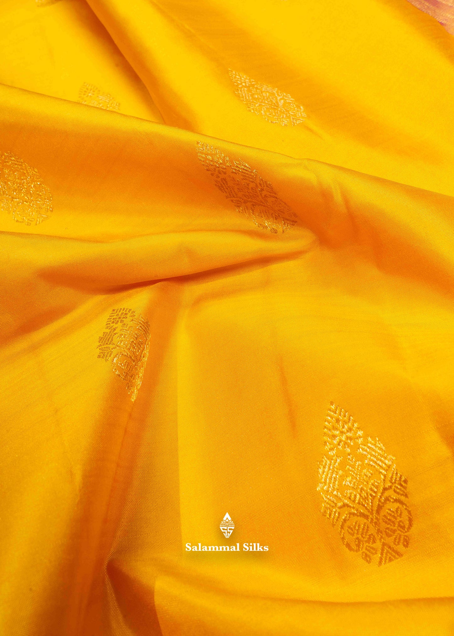 Kanjivaram Mustard Yellow Pure Silk Saree With Grand Long Size Border