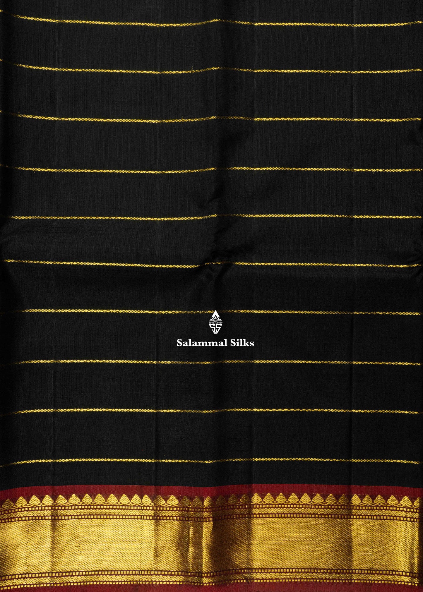 Kanjivaram Black Colour Pure Silk Saree With Traditional Gold Zari Small Border