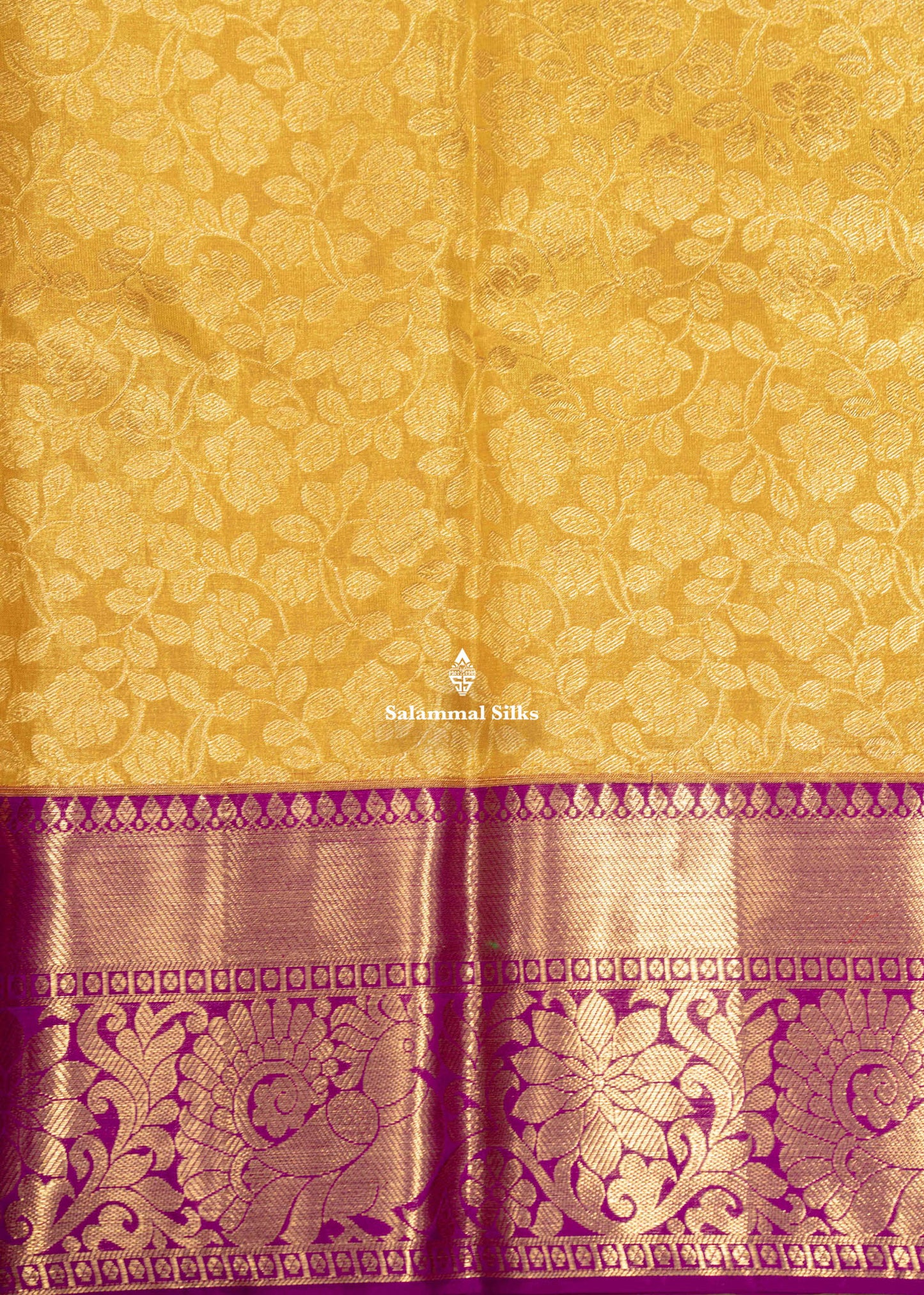 Gold Colour Kanjivaram Pure Tissue Silk Saree with Vadamalli Border