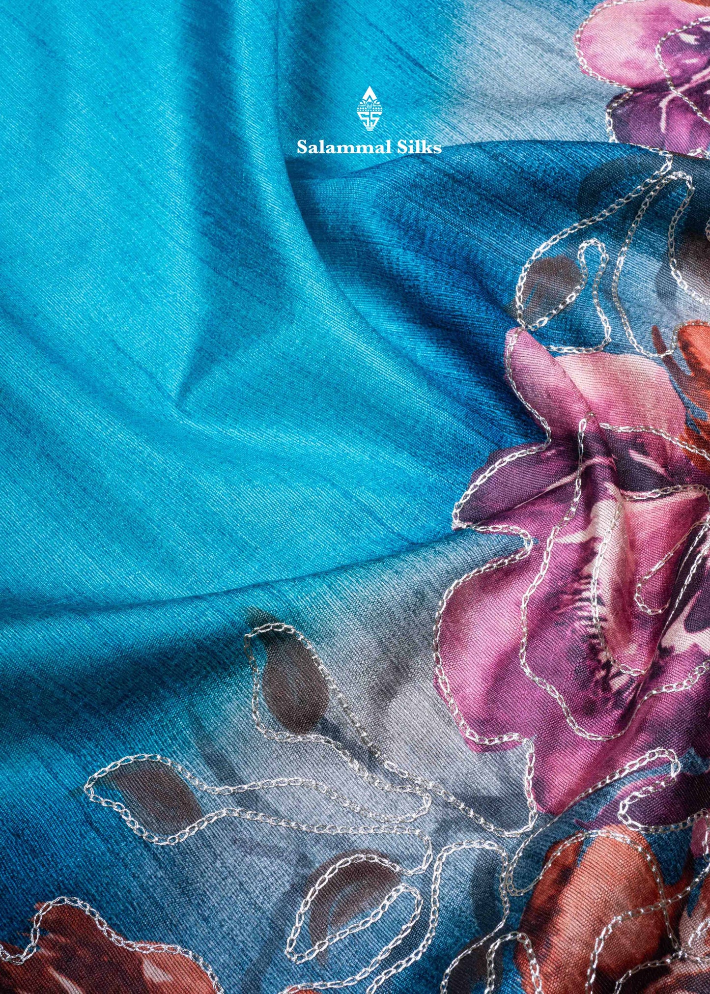 Peacock Blue Semi Tussar Fancy Saree With Blouse