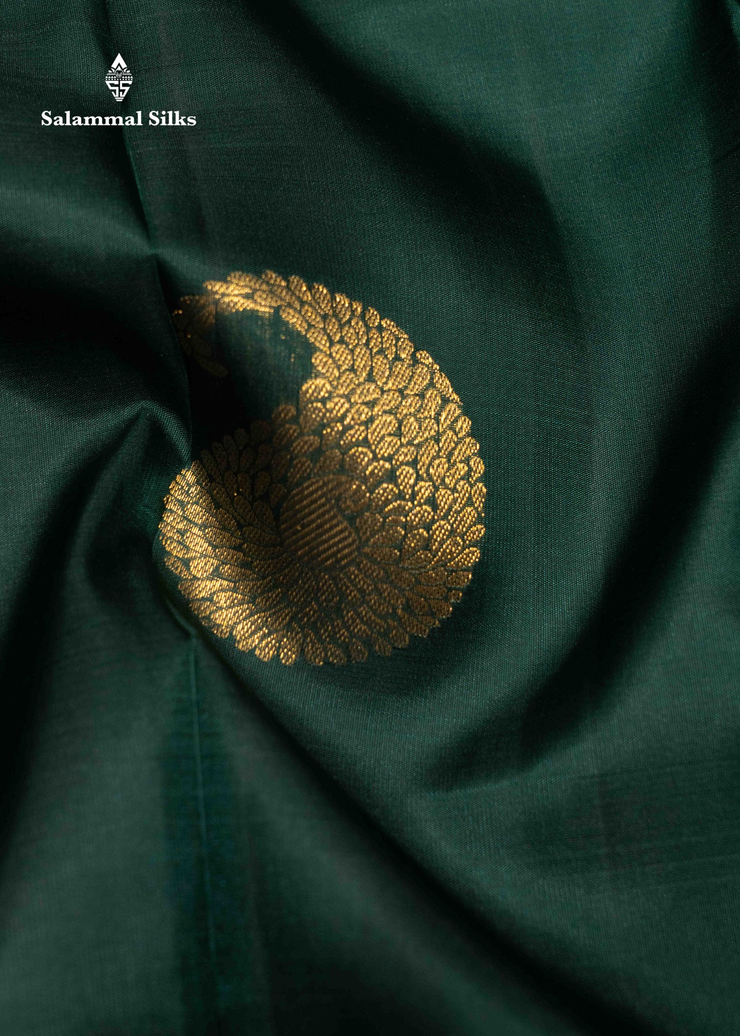 Bottle Green Colour Pure Kanjivaram Silk Saree With Gold Zari Border