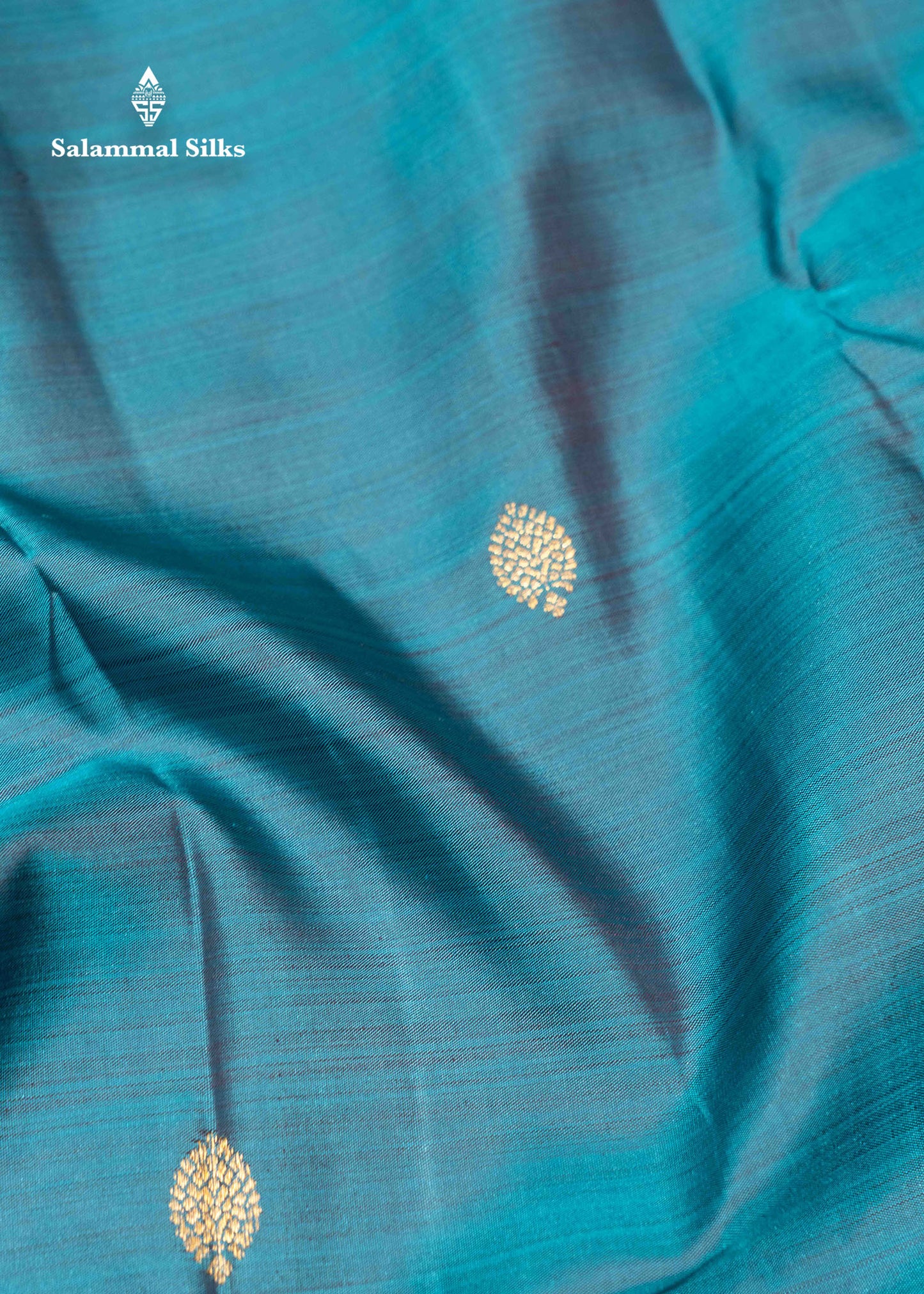 Rama Blue Colour Pure Kanjivaram Silk Saree With Violet Border