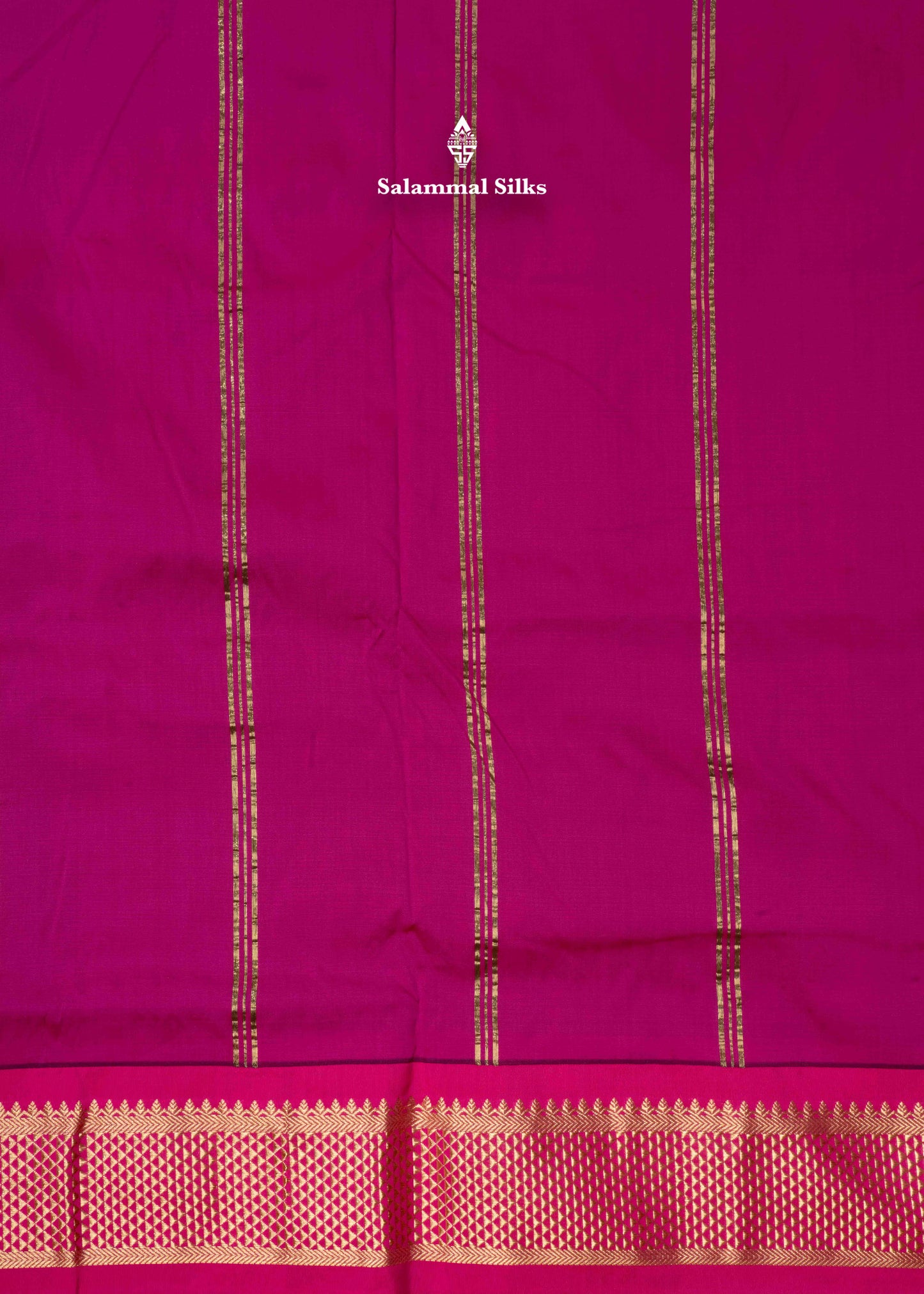 9 Yards Semi Silk Saree Pink Colour with Bottle Green Border