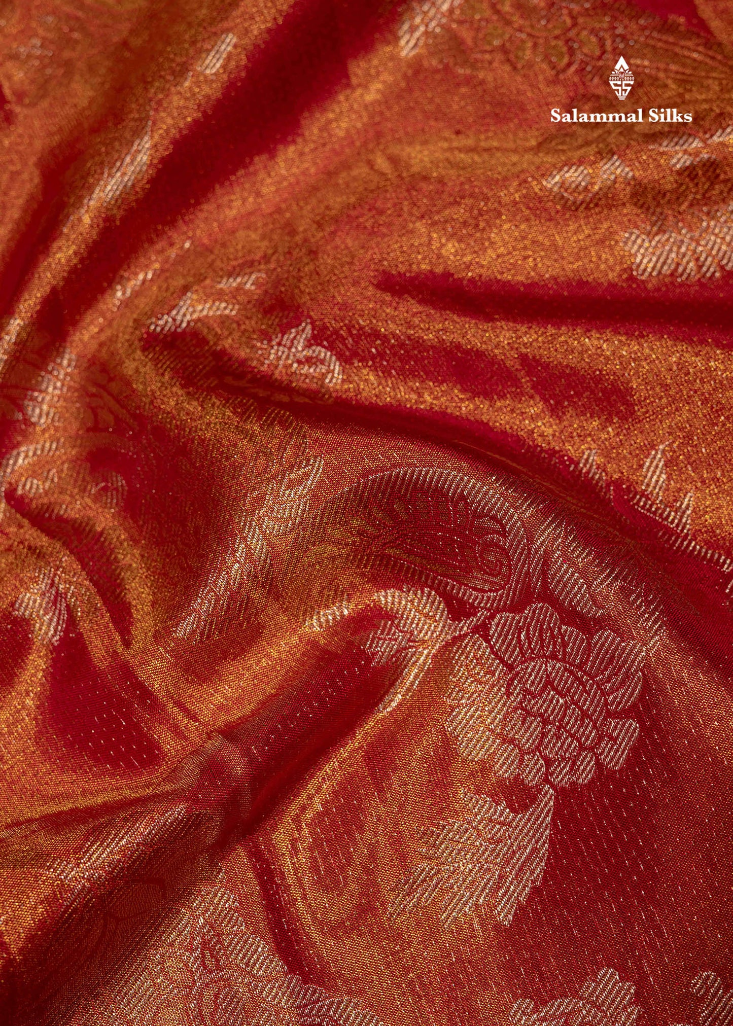 Orange Colour Kanjivaram Pure Tissue Silk Saree with Traditional Border