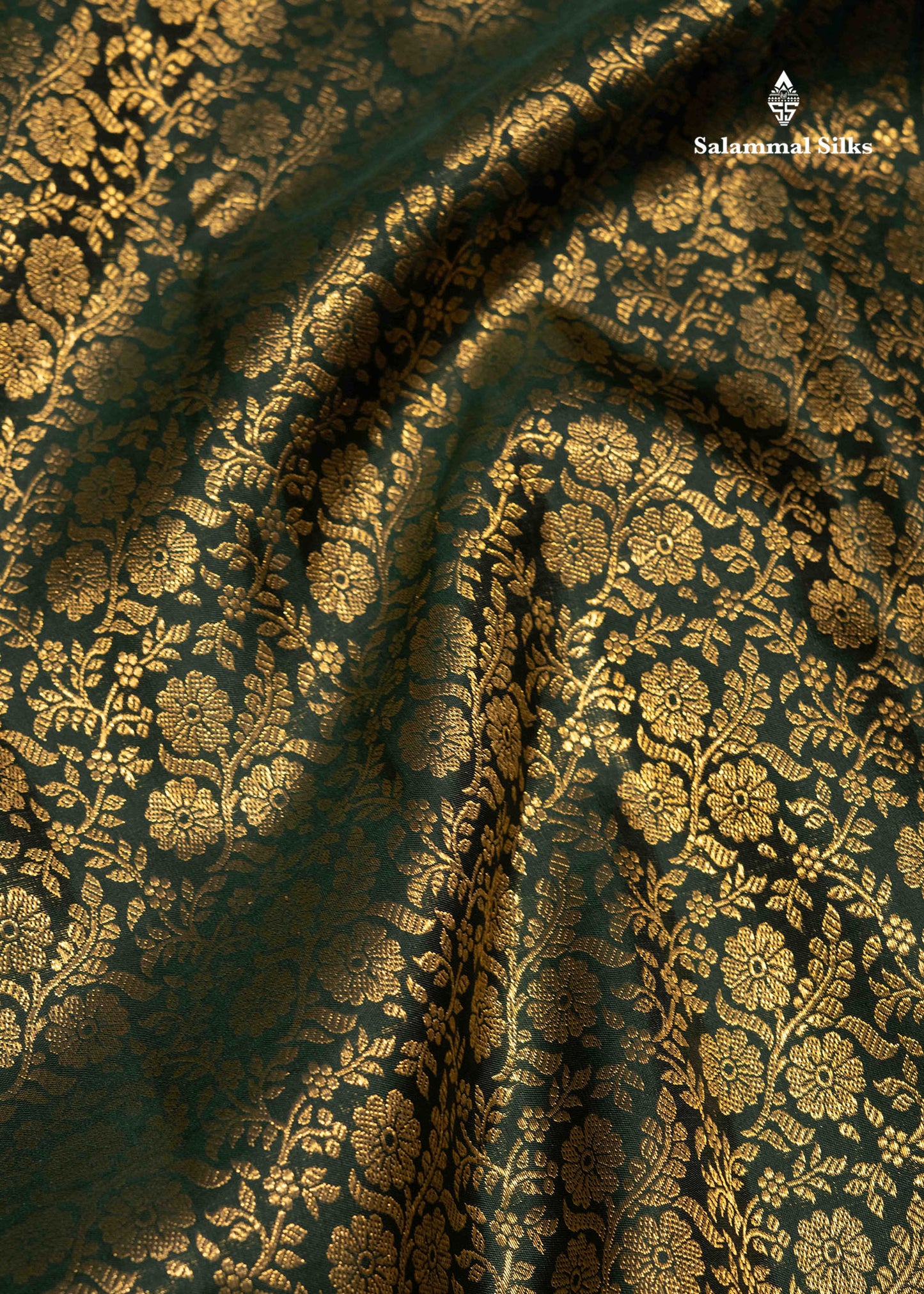 Bottle Green Colour Kanjivaram 2G Zari Pure Silk Saree With Traditional Border