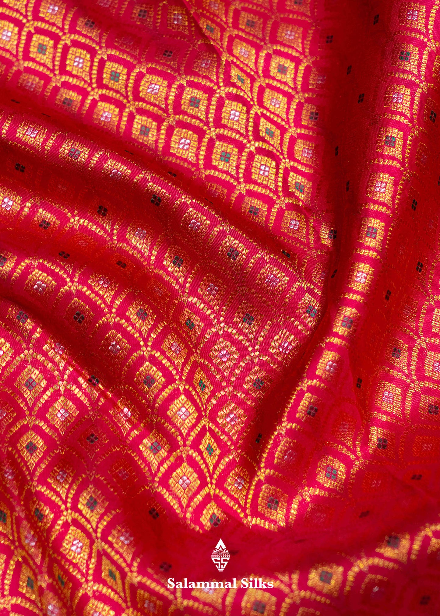 Magenta Pink Colour Pure Kanjivaram Meena Work Silk Saree With Gold Zari Border