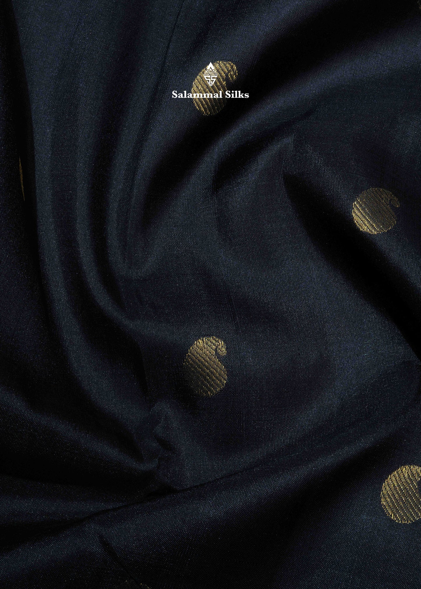 Kanjivaram Black Pure Silk Saree With Sapphire Green Double Border