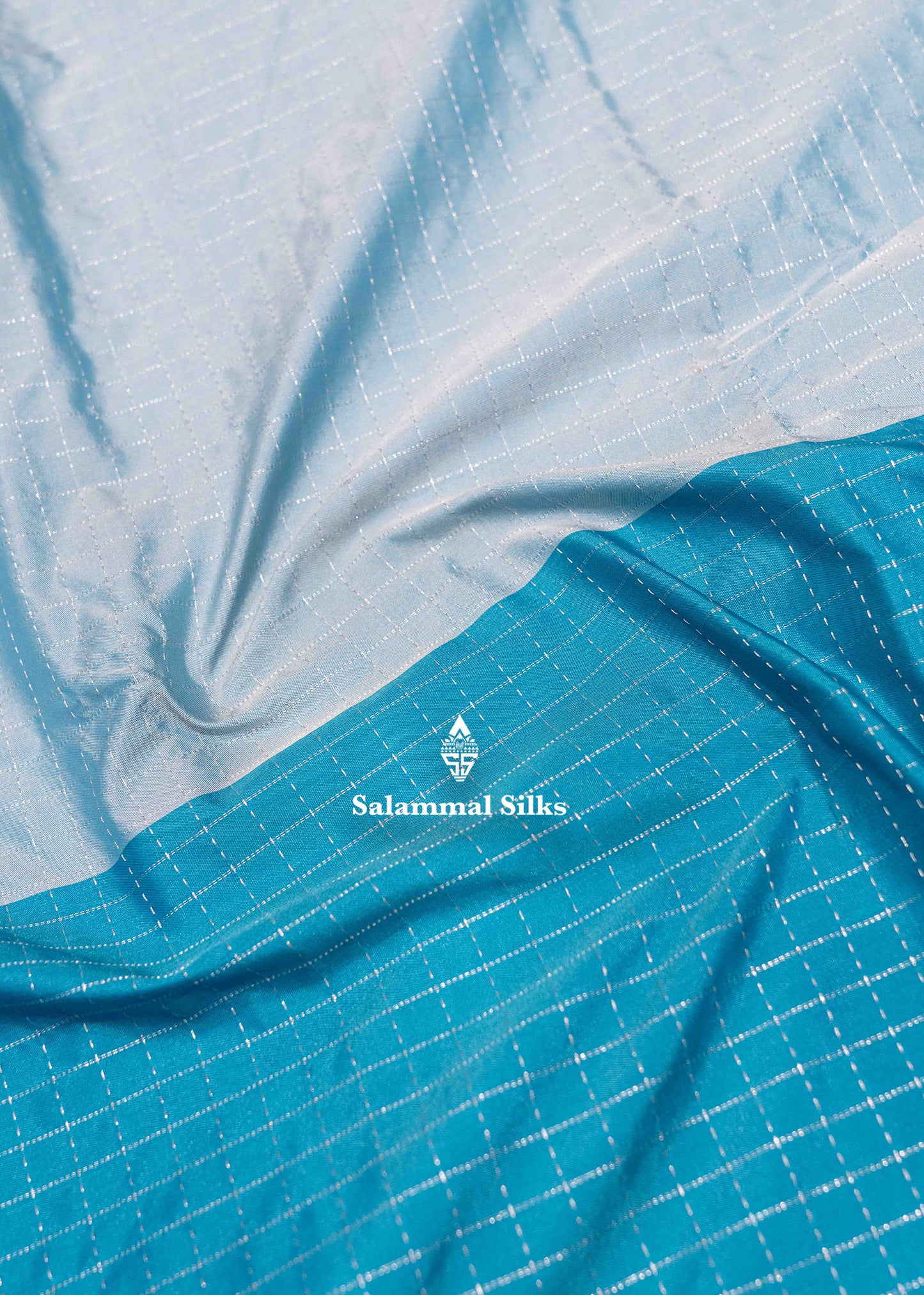 Ice Blue & Rama Blue Colour Half And Half Semi Silk Saree With Blouse