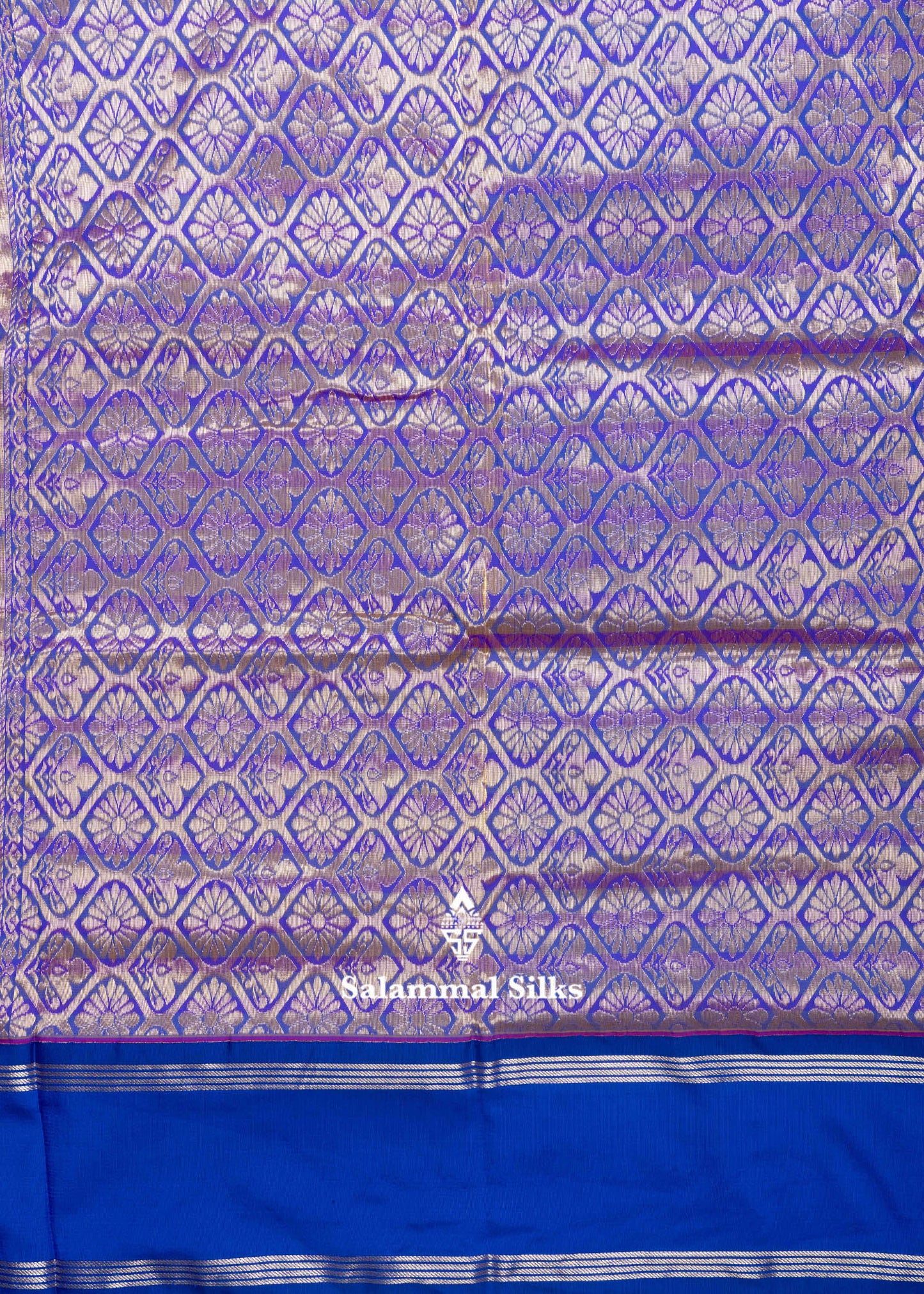 9 Yards Semi Silk Saree Brown & Maroon Colour with Royal Blue Double Border