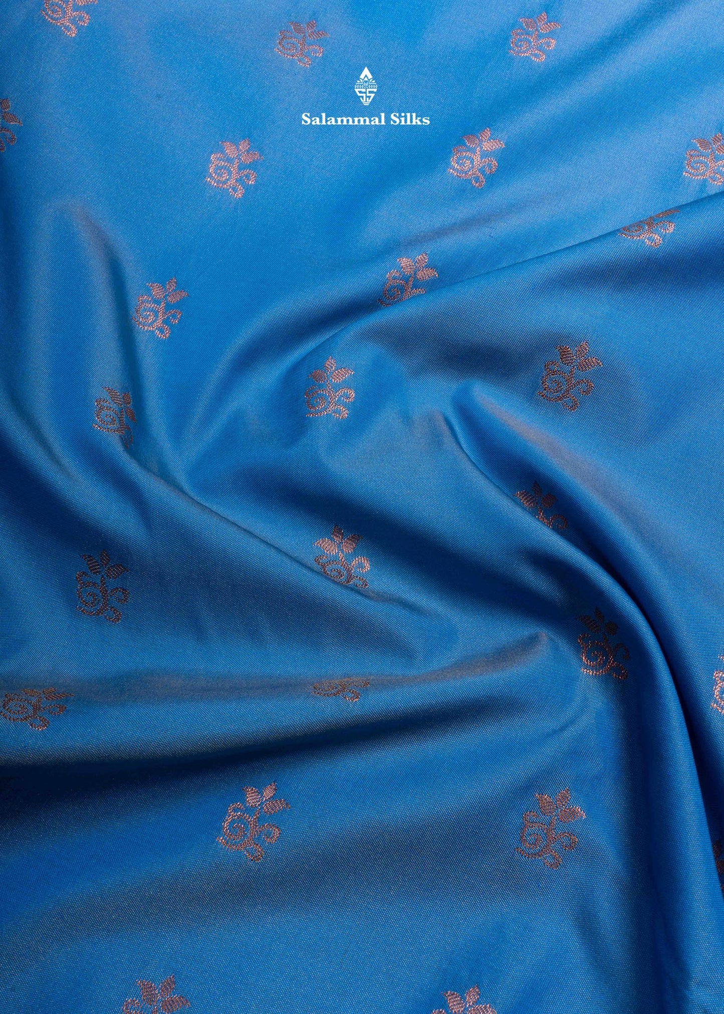 Blue Semi Silk Saree With Copper Zari Medium Border