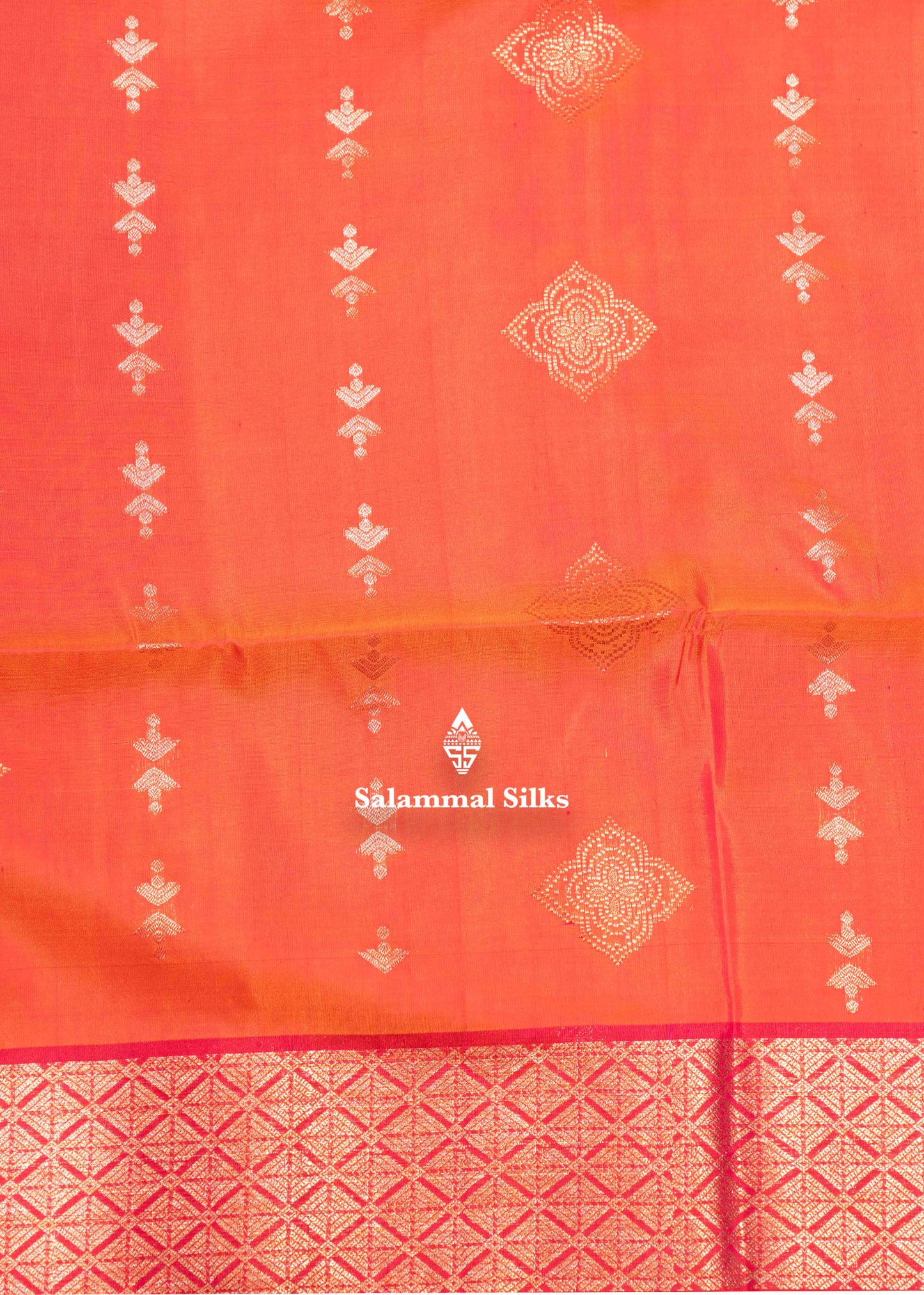 Pinkish Orange Colour Pure Kanjivaram Soft Silk Saree With Pink Border