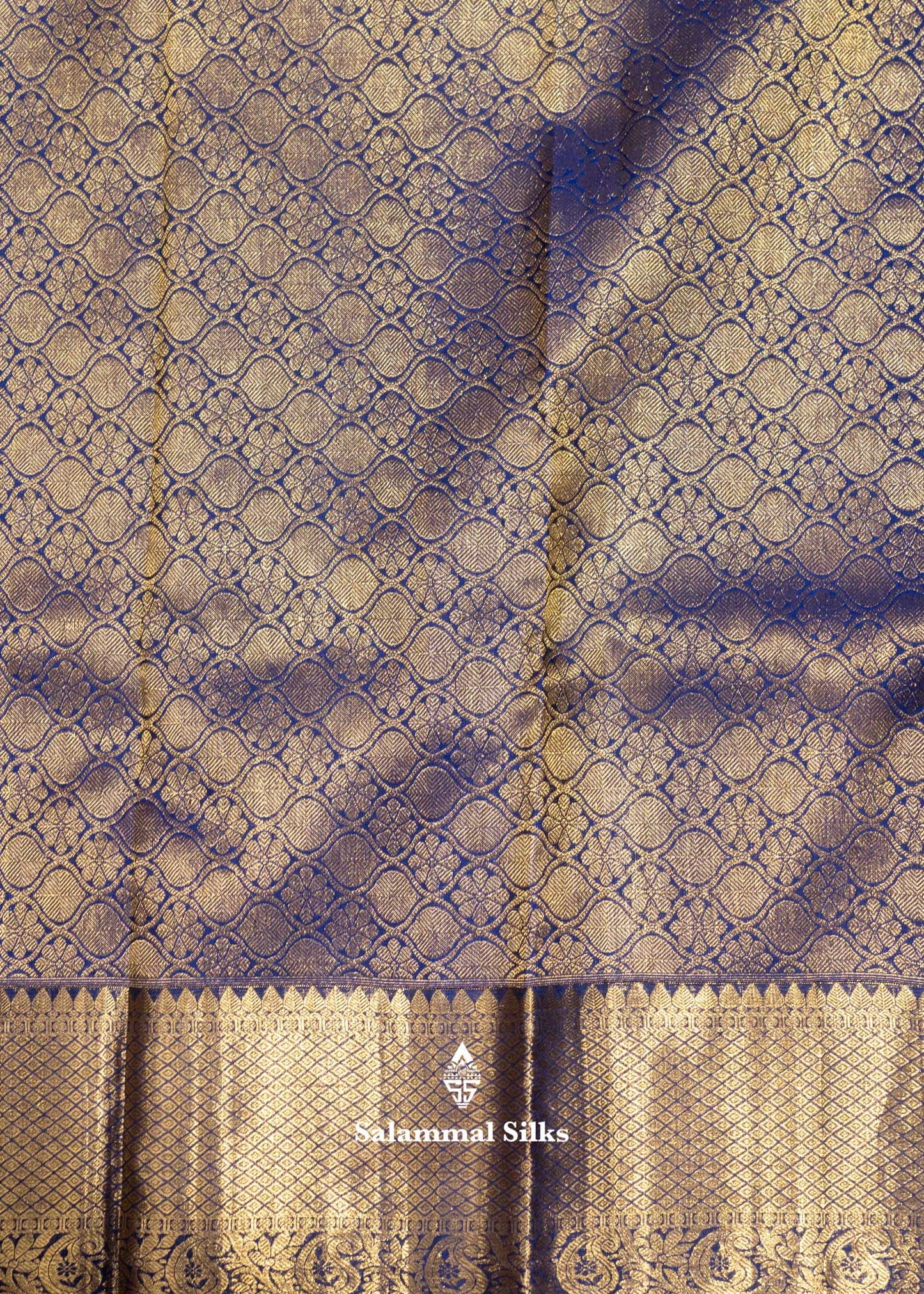 Olive Brown Colour Kanjivaram Pure Silk Saree With Royal Blue Traditional Border