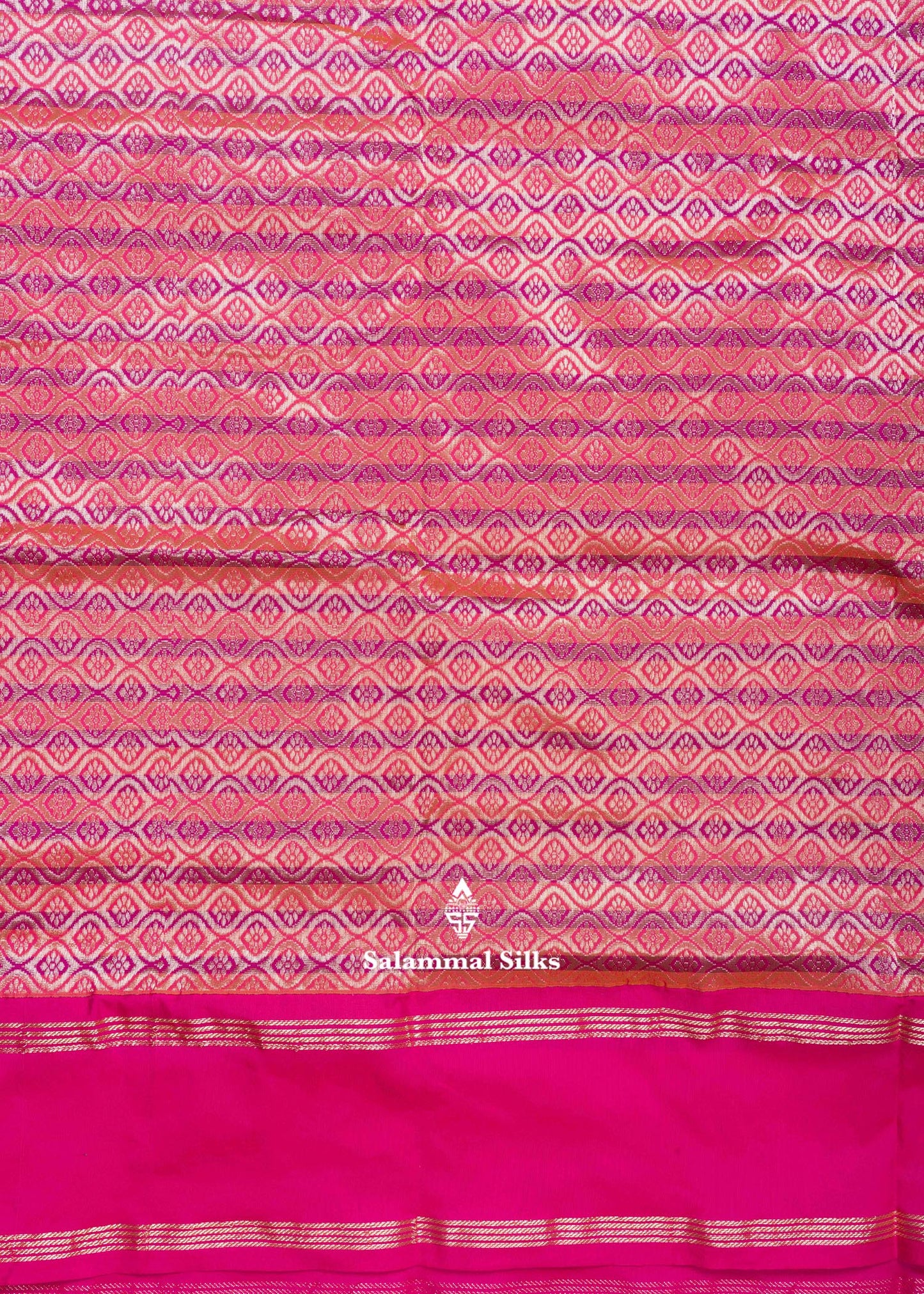 9 Yards Semi Silk Saree Parrot Green & Green Colour with Pink Double Border