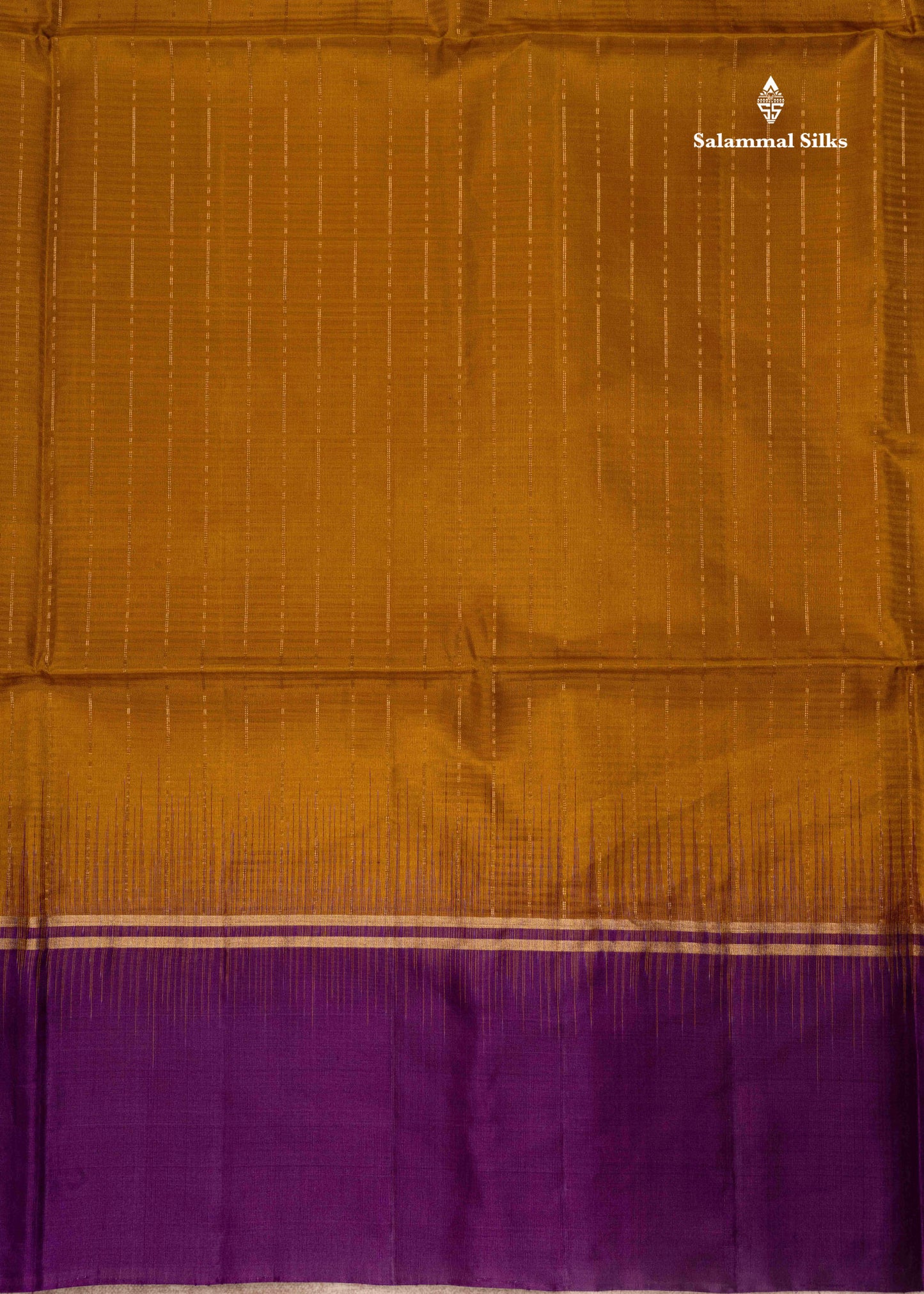 Pure Kanjivaram Olive Mustard Yellow Soft Silk Saree With Violet Border