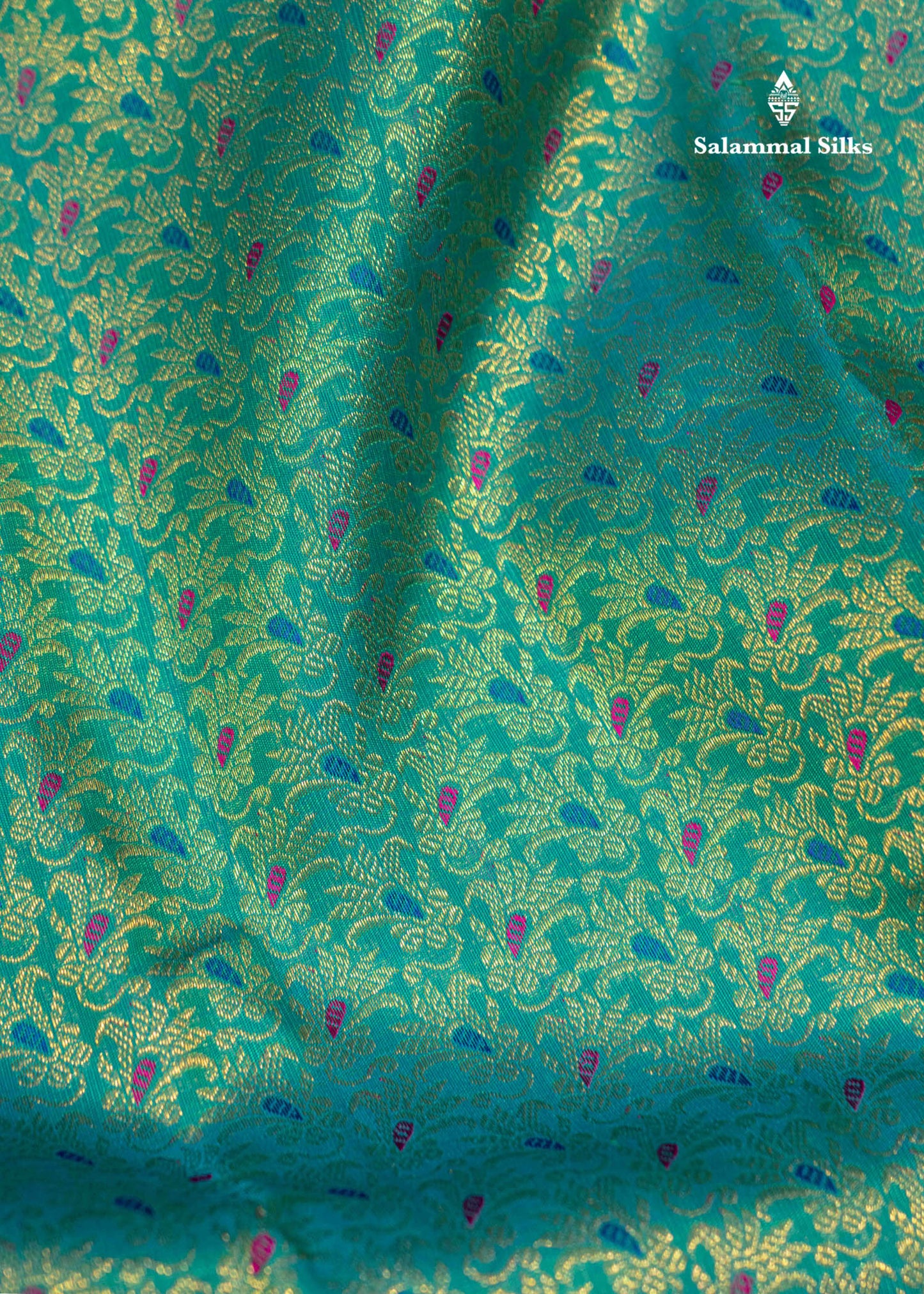 Sapphire Green Colour Kanjivaram Pure Silk Saree with Menna Work