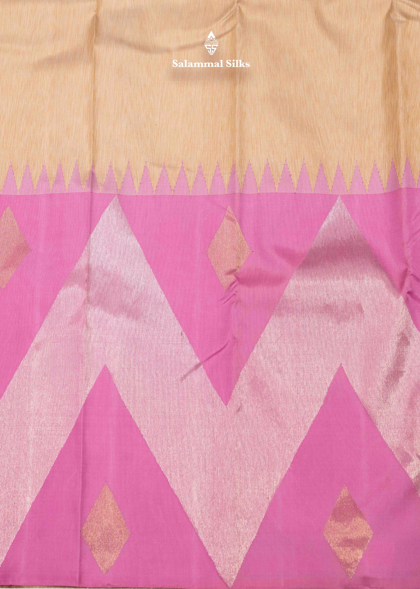 Kanjivaram Sandal Pure Silk Saree 3G Zari Baby Pink Border