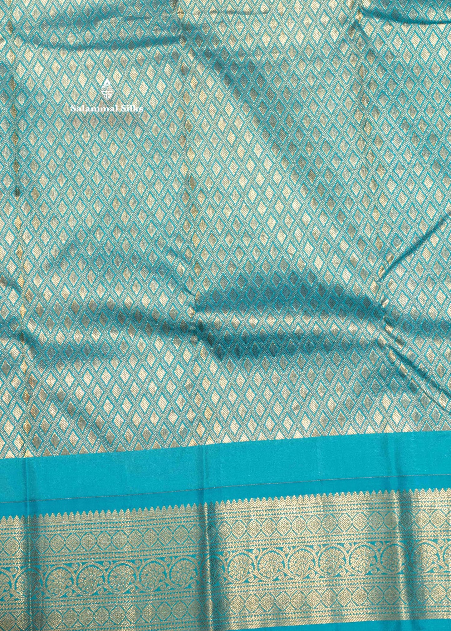 Pinkish Orange Colour Pure Kanjivaram Silk Saree With Sapphire Green Border