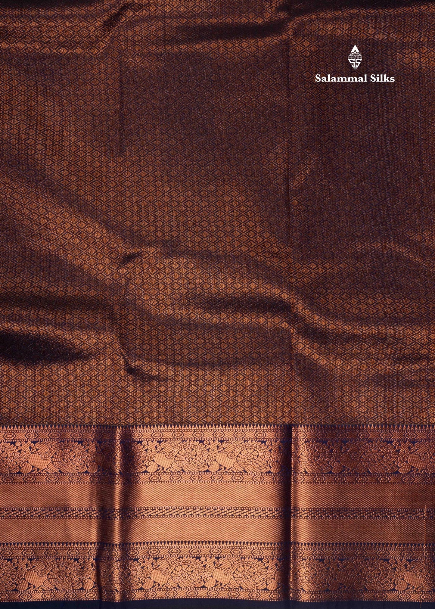 Olive Mustard Yellow Semi Silk Saree With Navy Blue Blouse